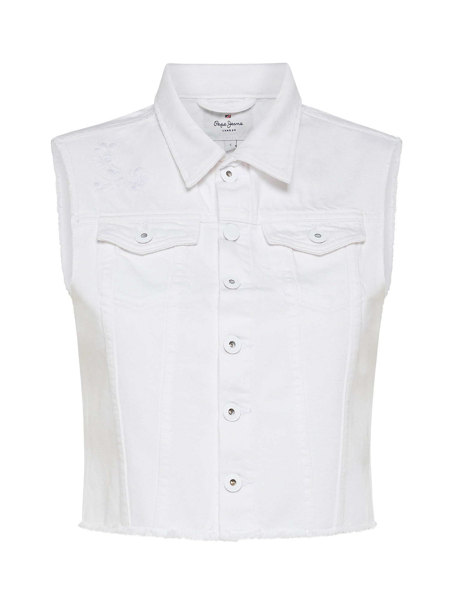 Pepe Jeans - Sleeveless denim jacket, White, large image number 0