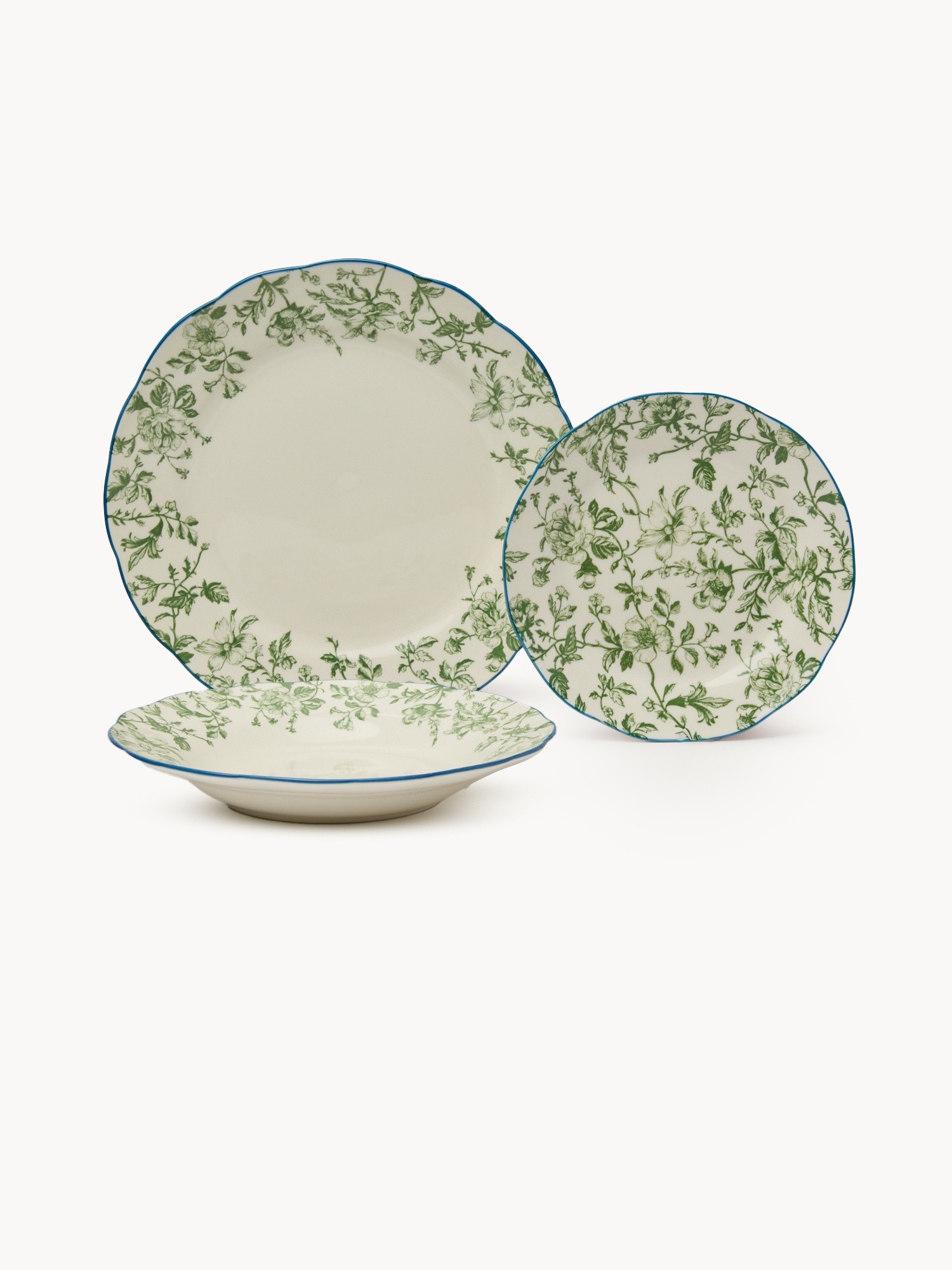 Set 18 piatti new bone china decoro floreale, Bianco 1, large image number 0