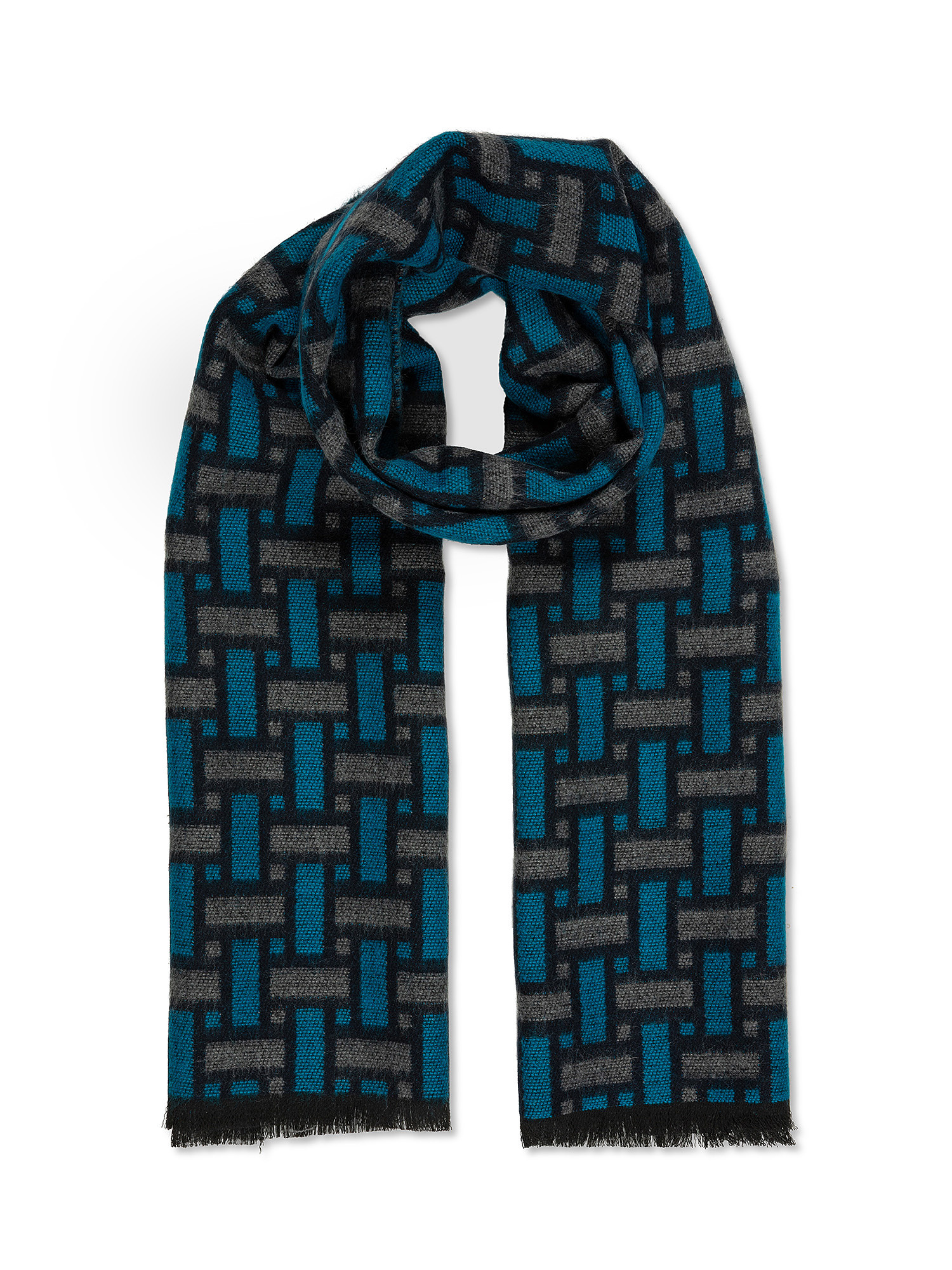 Stole with rectangle pattern, Blue, large image number 0