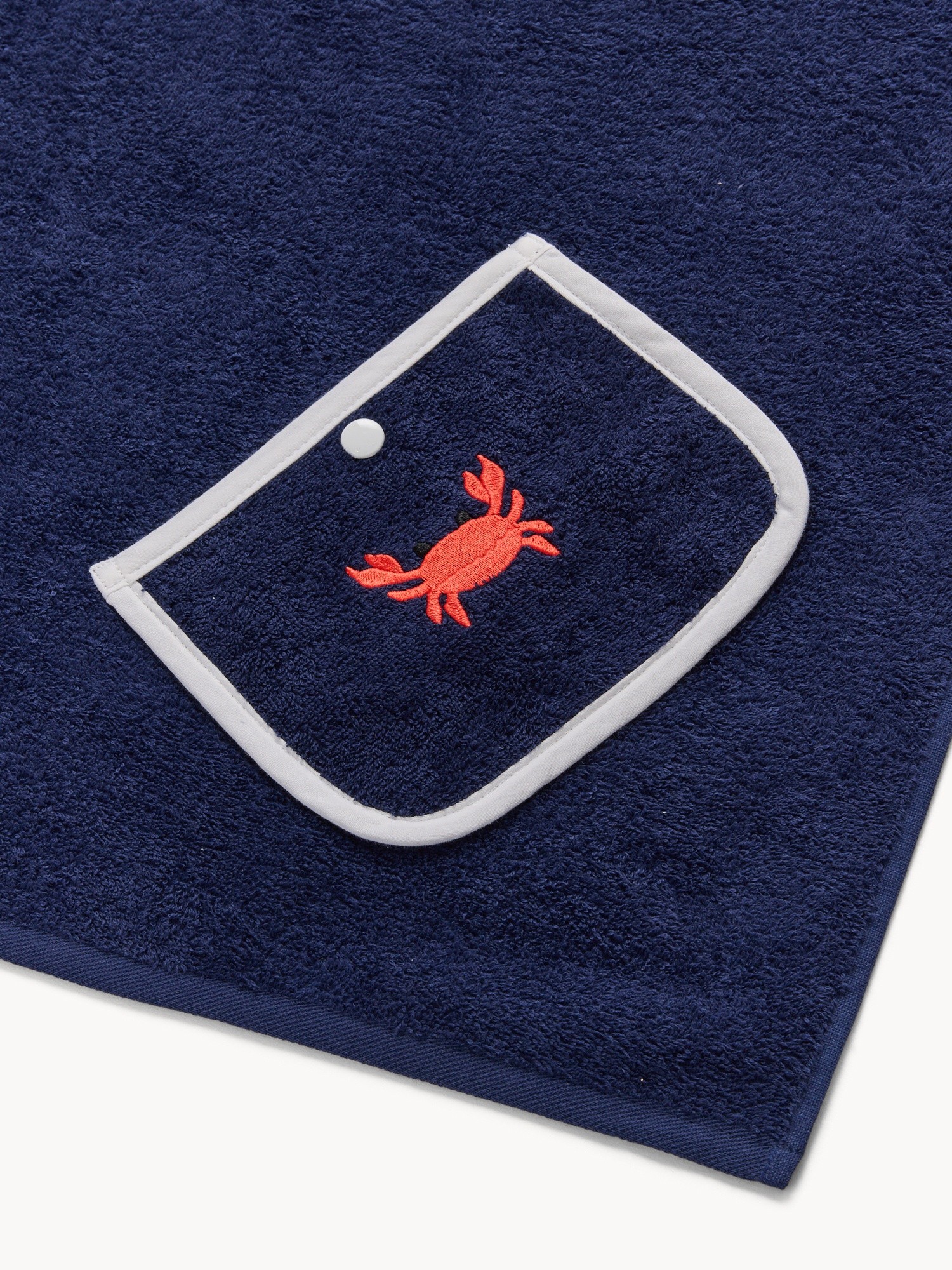 Telo mare in spugna di cotone ricamo granchio, Blu, large image number 1
