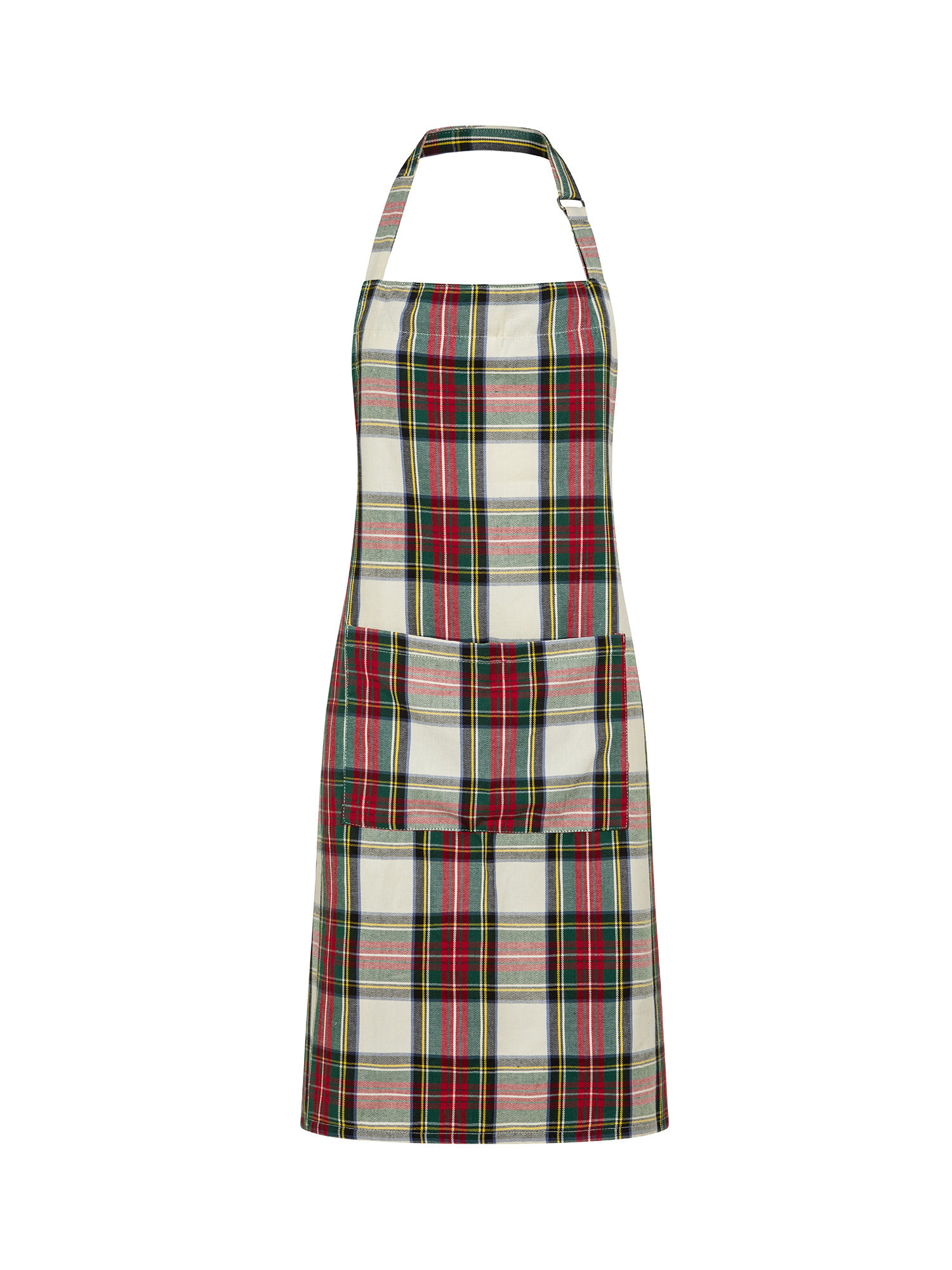 Tartan cotton twill kitchen apron, White, large image number 0