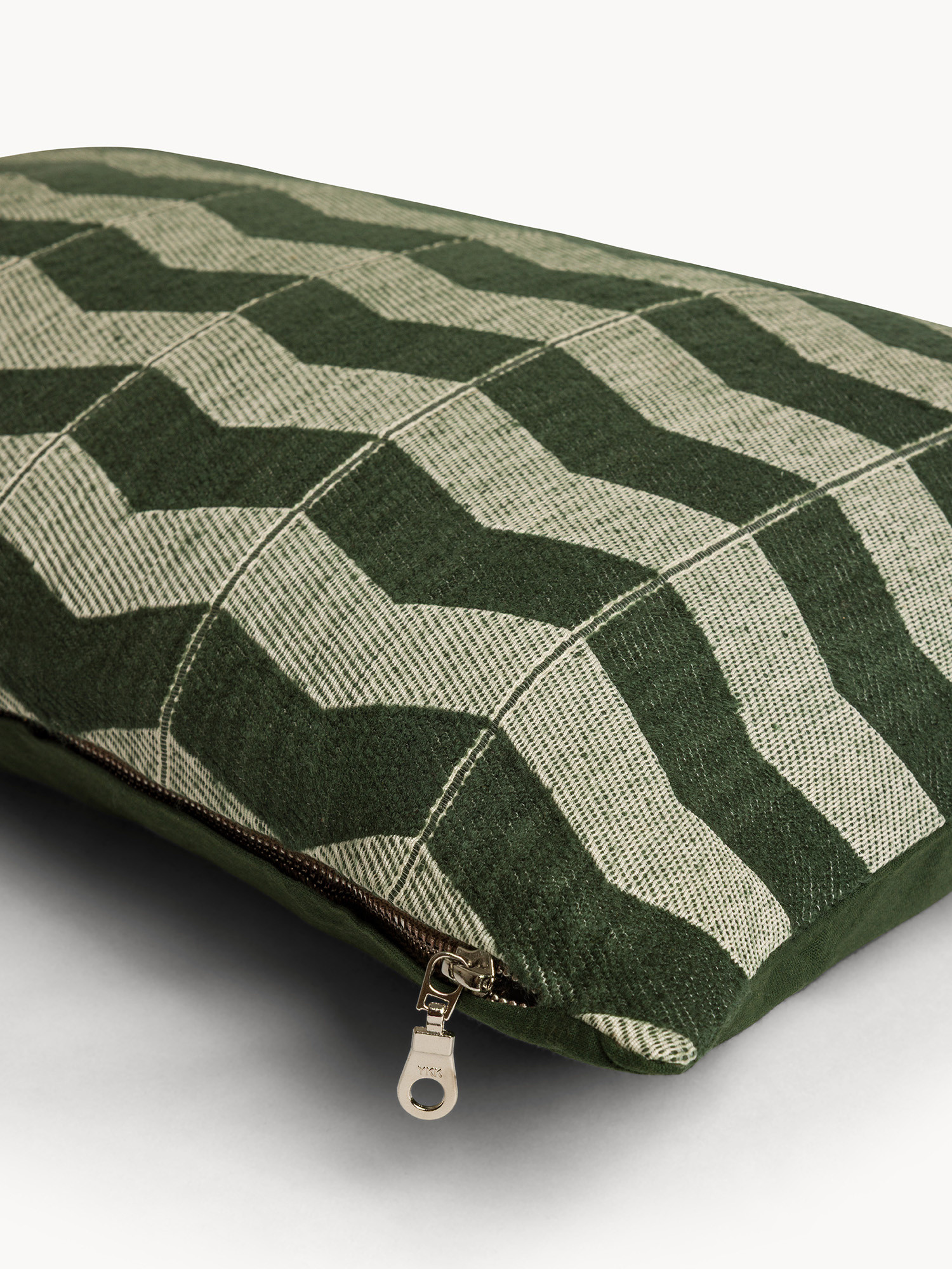 35x55 cm mohair cushion with zigzag stripes, Green, large image number 2