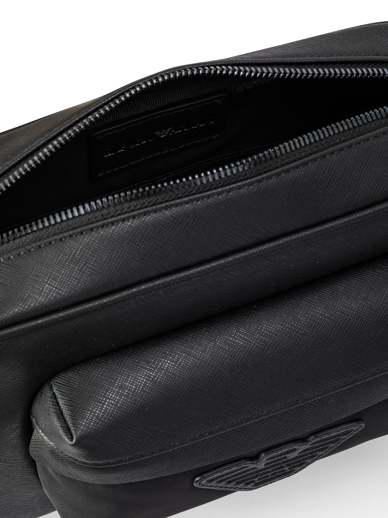Emporio Armani - Leather shoulder bag with logo, Black, large image number 2