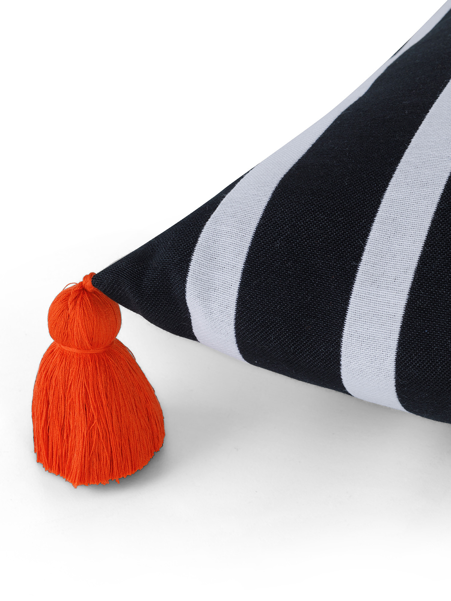 Striped cushion with tassels 45x45 cm, Black, large image number 2