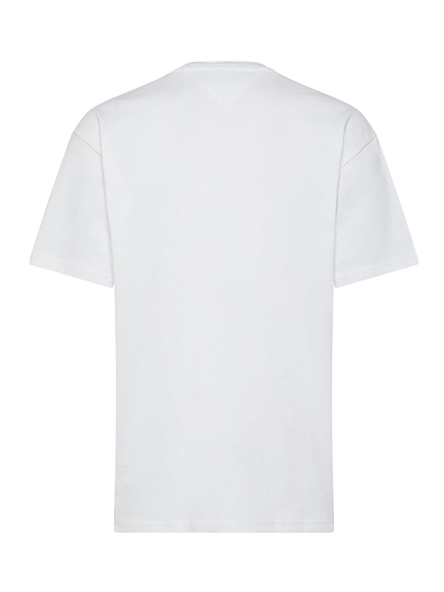 Tommy Jeans - Crew neck cotton T-shirt with print and logo, White, large image number 1