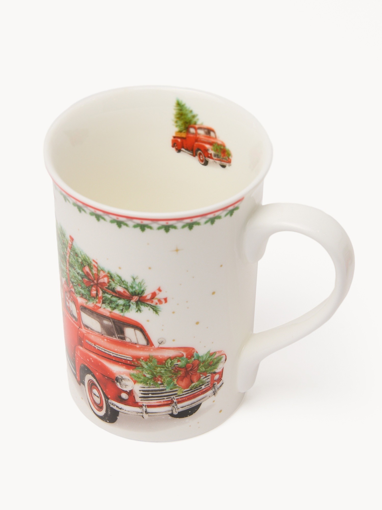 Set of 2 porcelain mugs with a Christmas motif, Multicolor, large image number 1