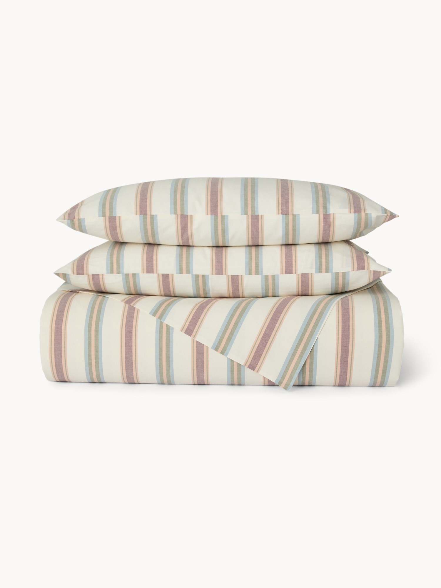 Pure Cotton Yarn-Dyed Striped Duvet Cover Set - Discounted Price, Multicolor, large image number 0