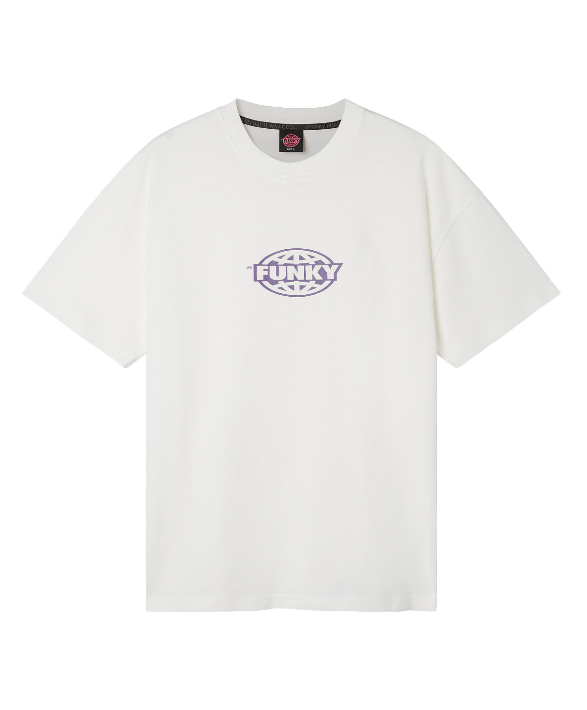 Funky - T-shirt girocollo con logo ovale, Bianco, large image number 0