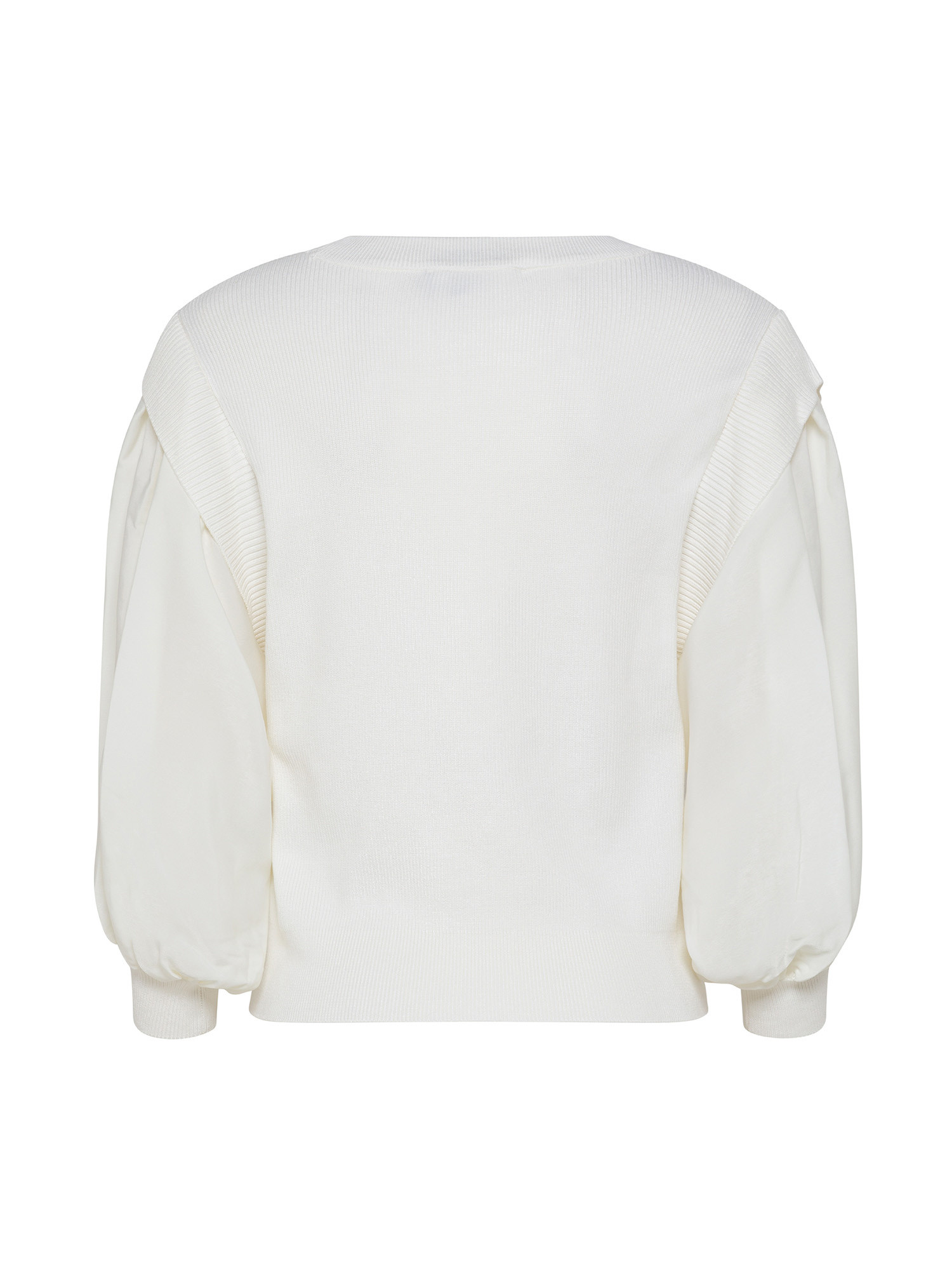 DKNY - Ribbed top with contrasting chiffon sleeve, White Ivory, large image number 1