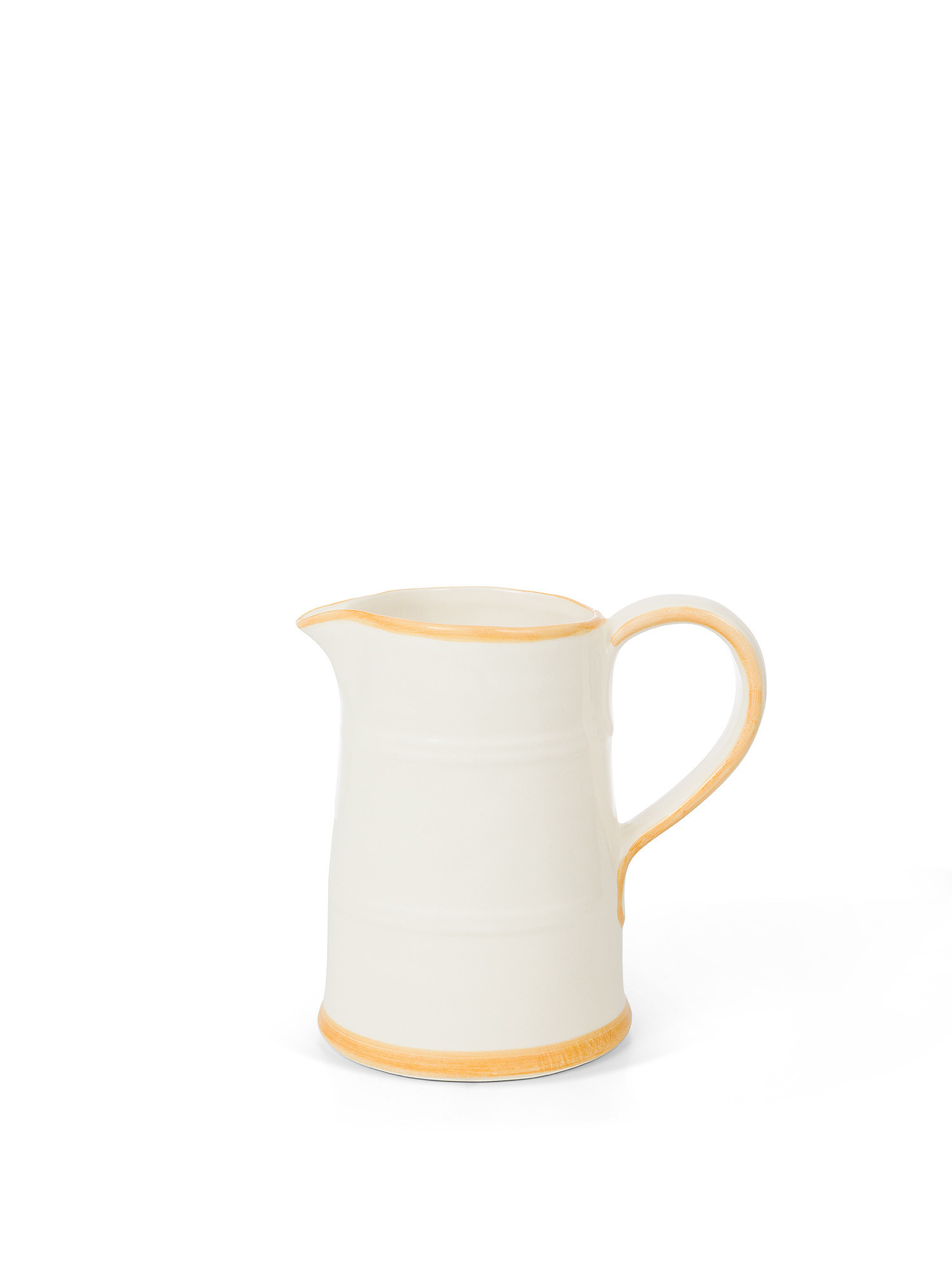 Ceramic jug with colored edge, White, large image number 0