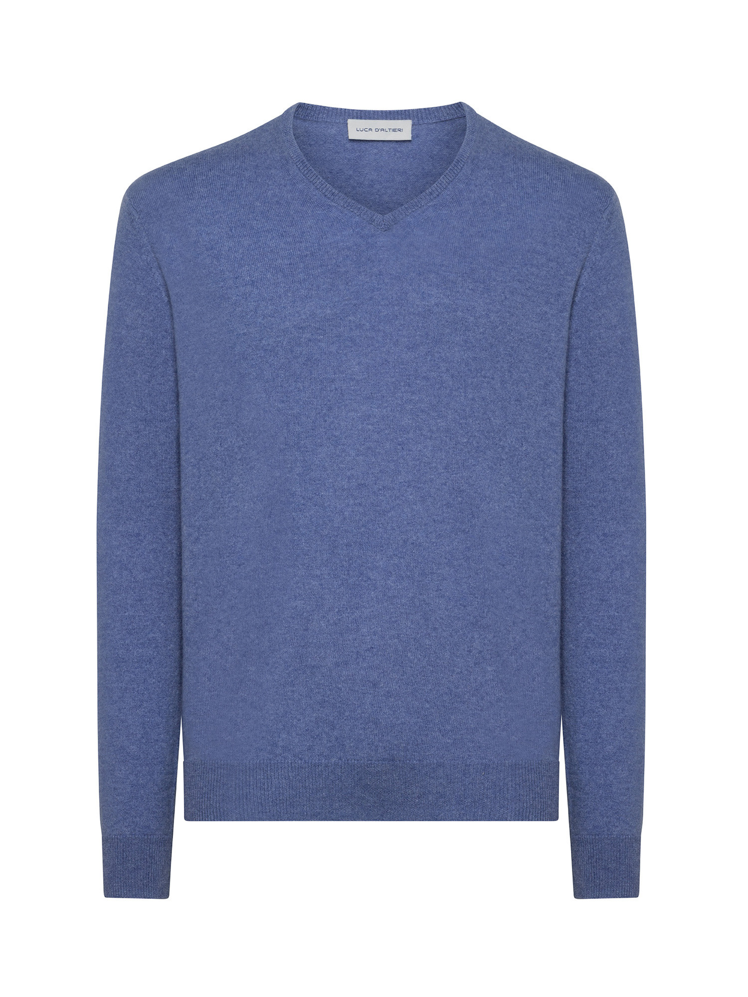 V-neck pullover in pure cashmere, Blue Celeste, large image number 0
