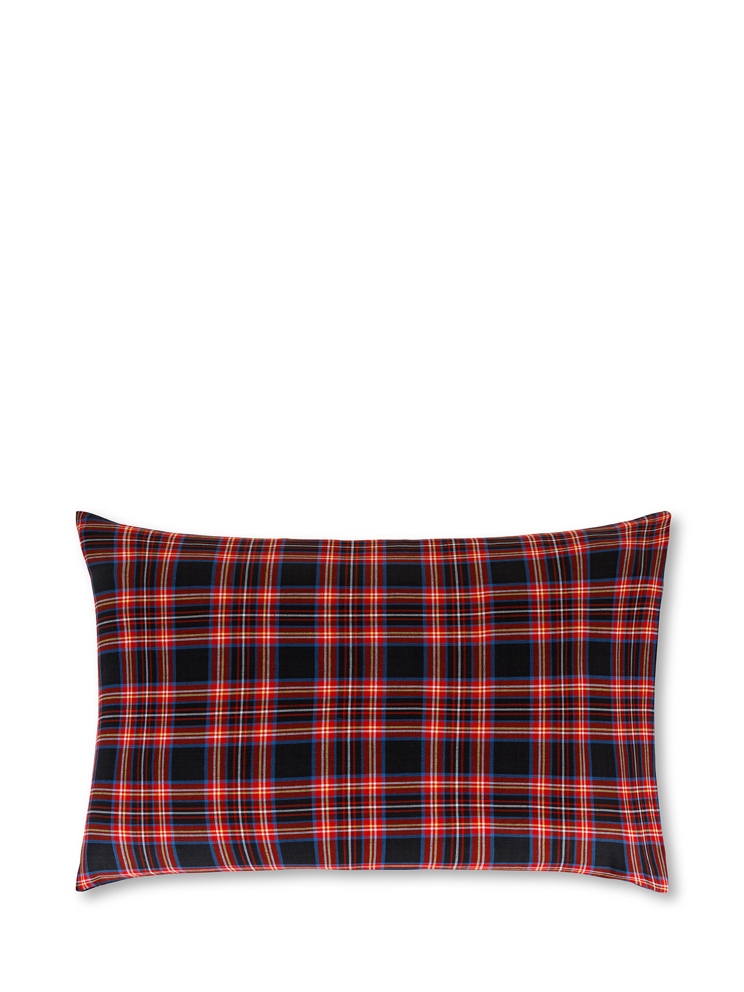 Warm tartan cotton pillowcase, Black, large image number 0