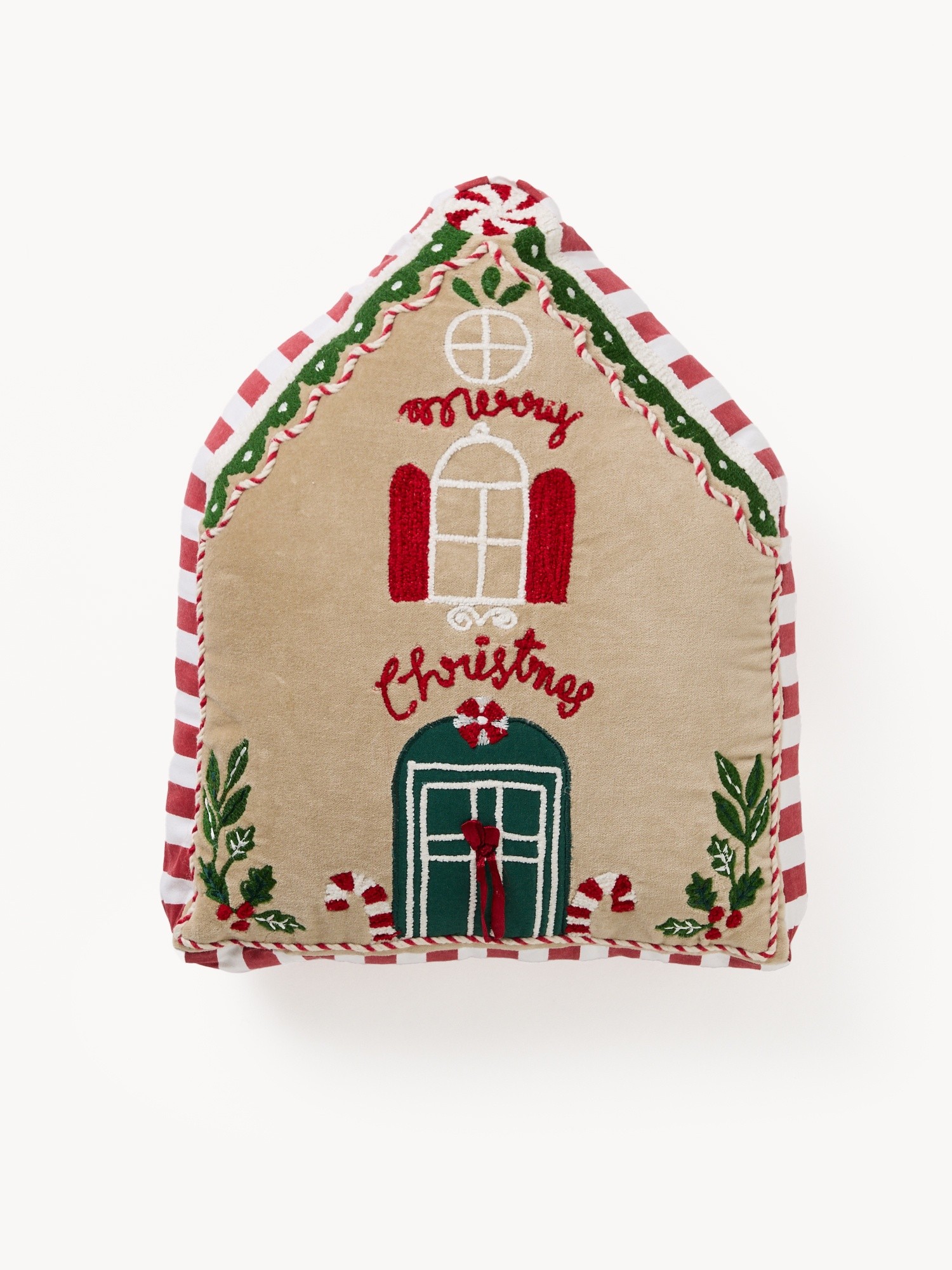 Gingerbread house-shaped cushion, Hazelnut Brown, large image number 0