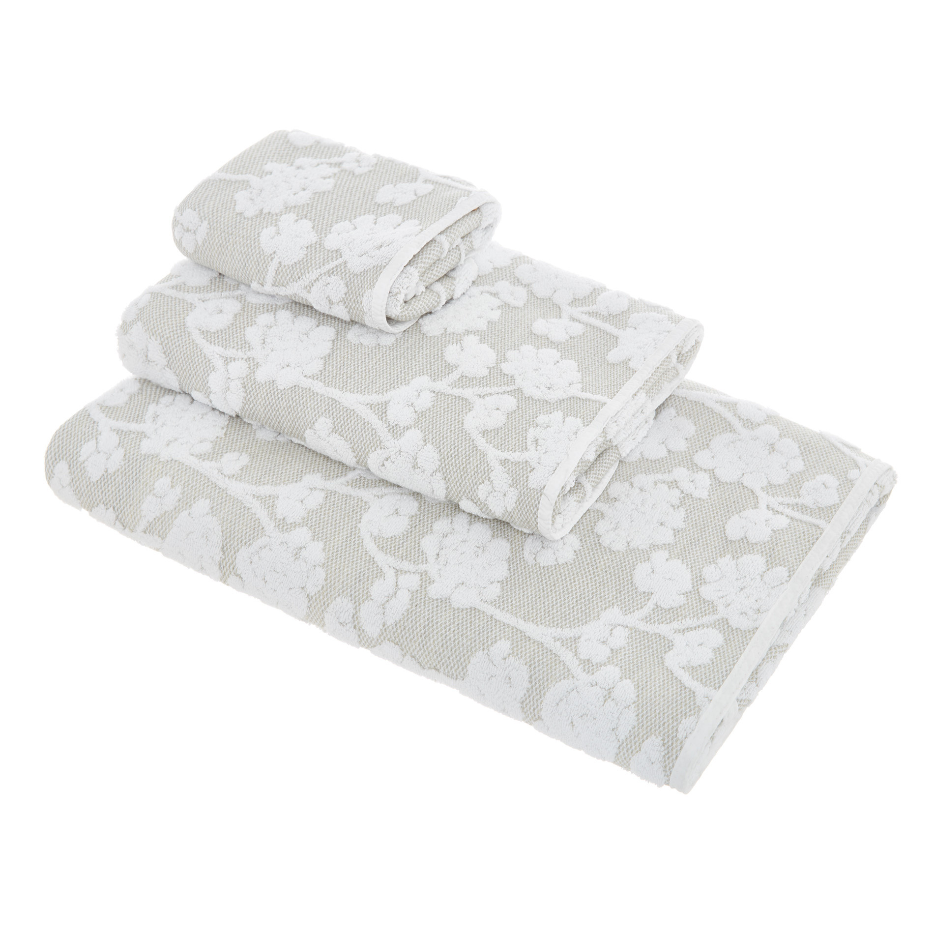Asciugamano puro cotone a fiori Thermae, Beige chiaro, large image number 0