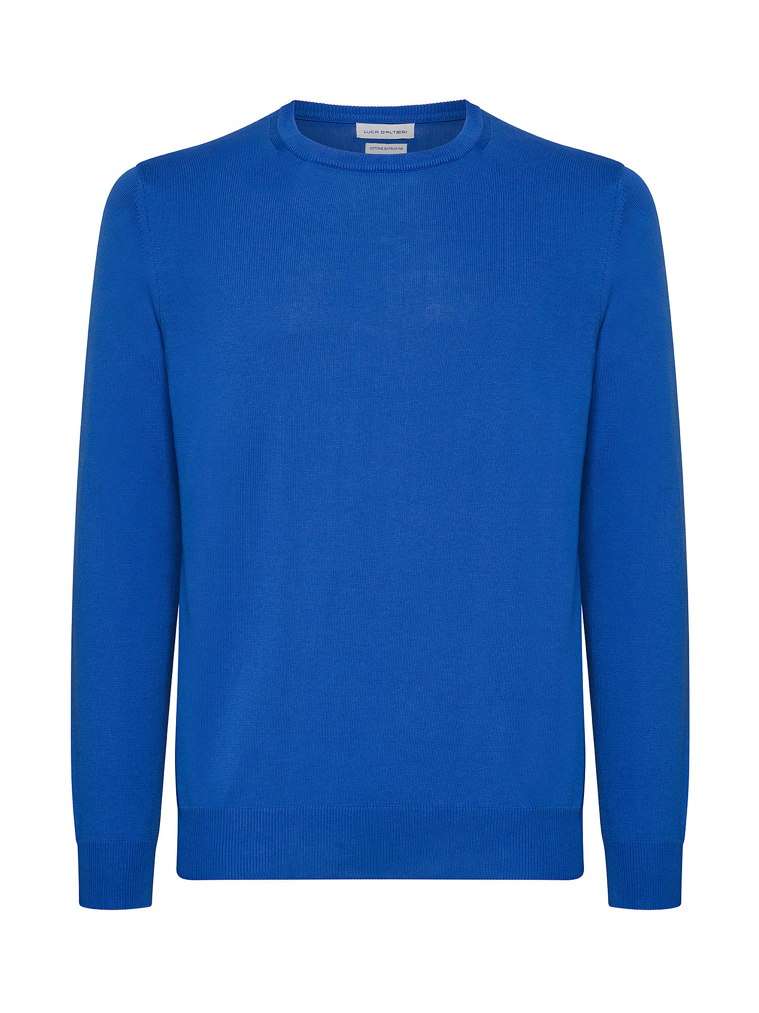 Luca D'Altieri - Crew neck sweater in extrafine pure cotton, Royal Blue, large image number 0