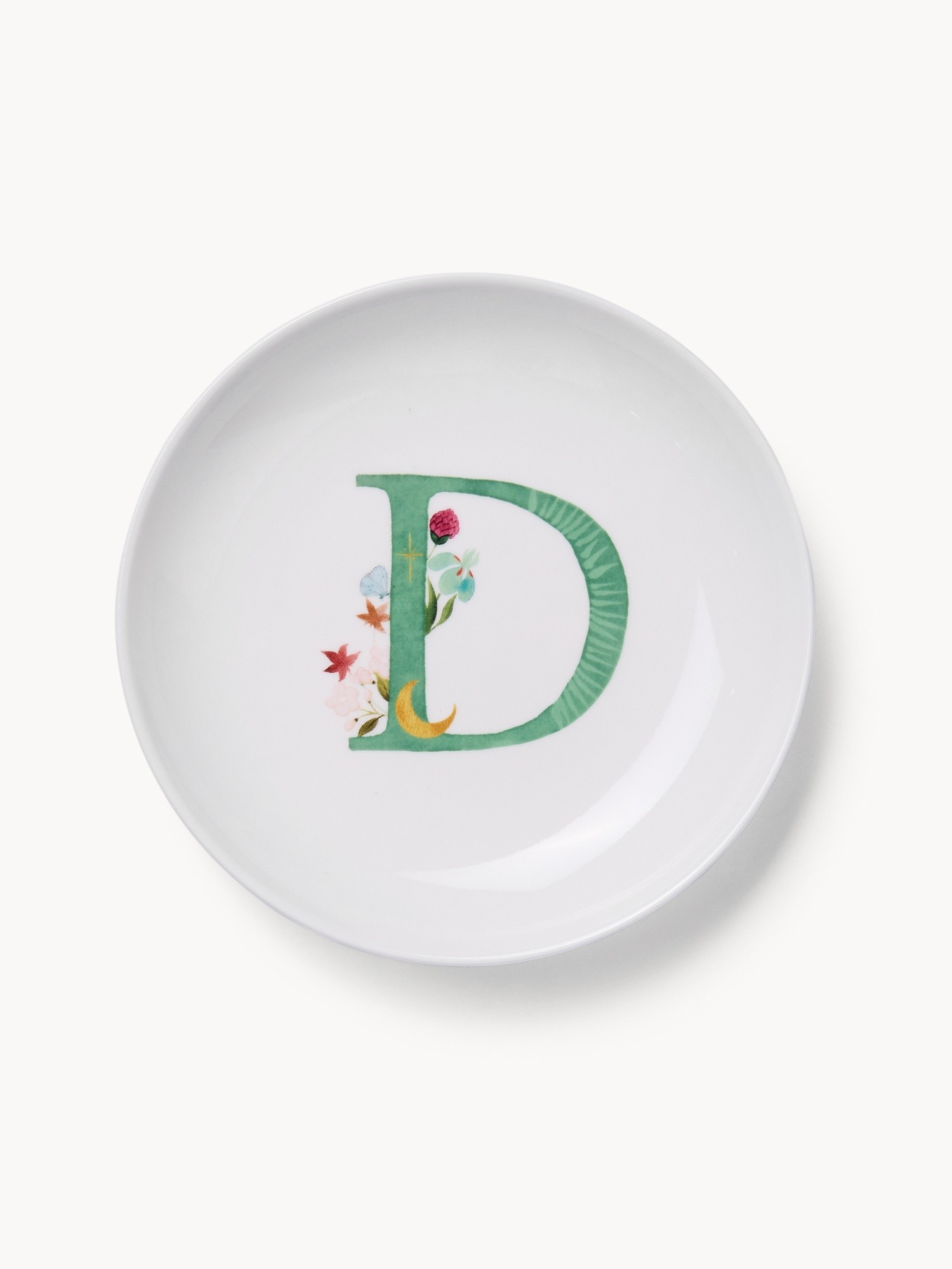 Piattino pane in new bone china lettera D, Bianco, large image number 0