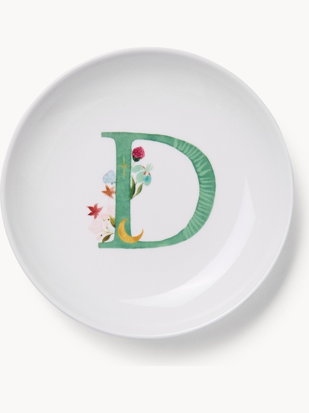 Piattino pane in new bone china lettera D