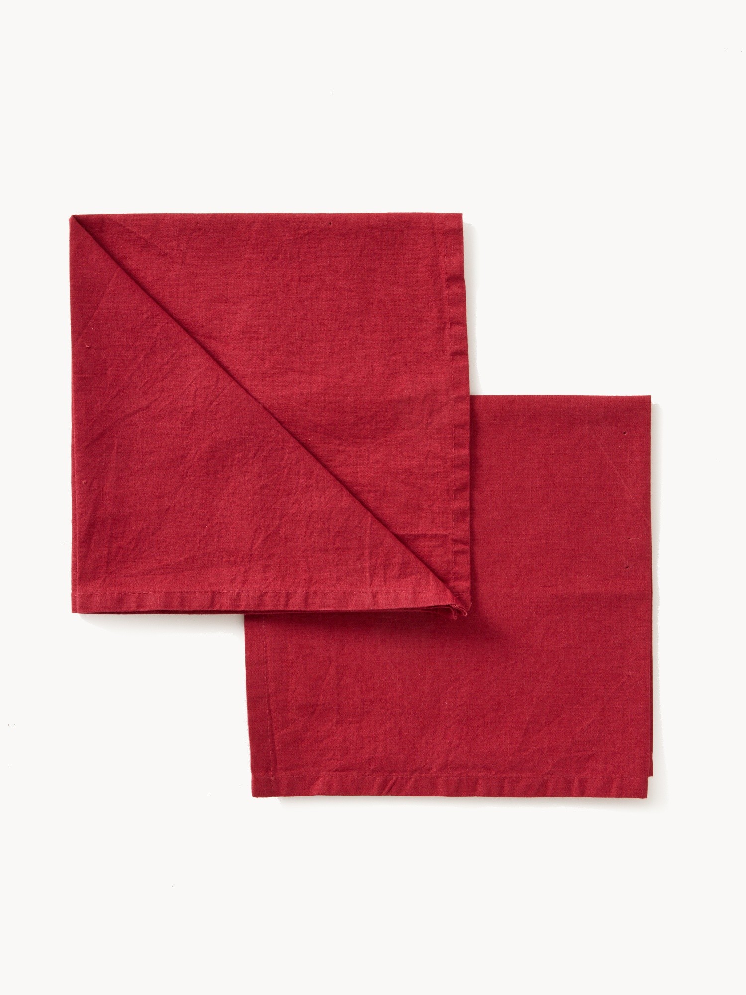 Set of 2 solid linen blend napkins, Brick Red, large image number 0