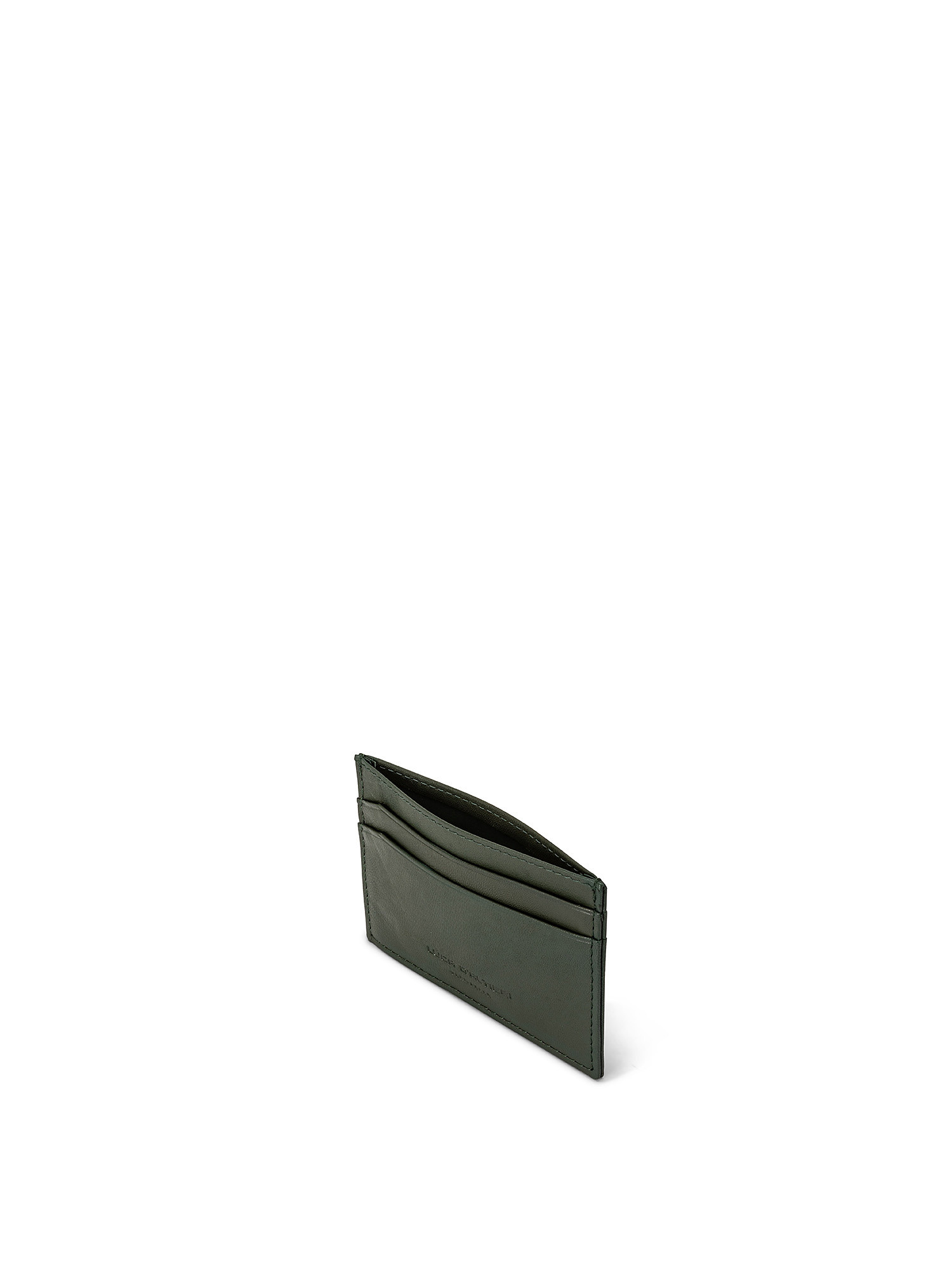Solid color genuine leather credit card holder, Dark Green, large image number 2