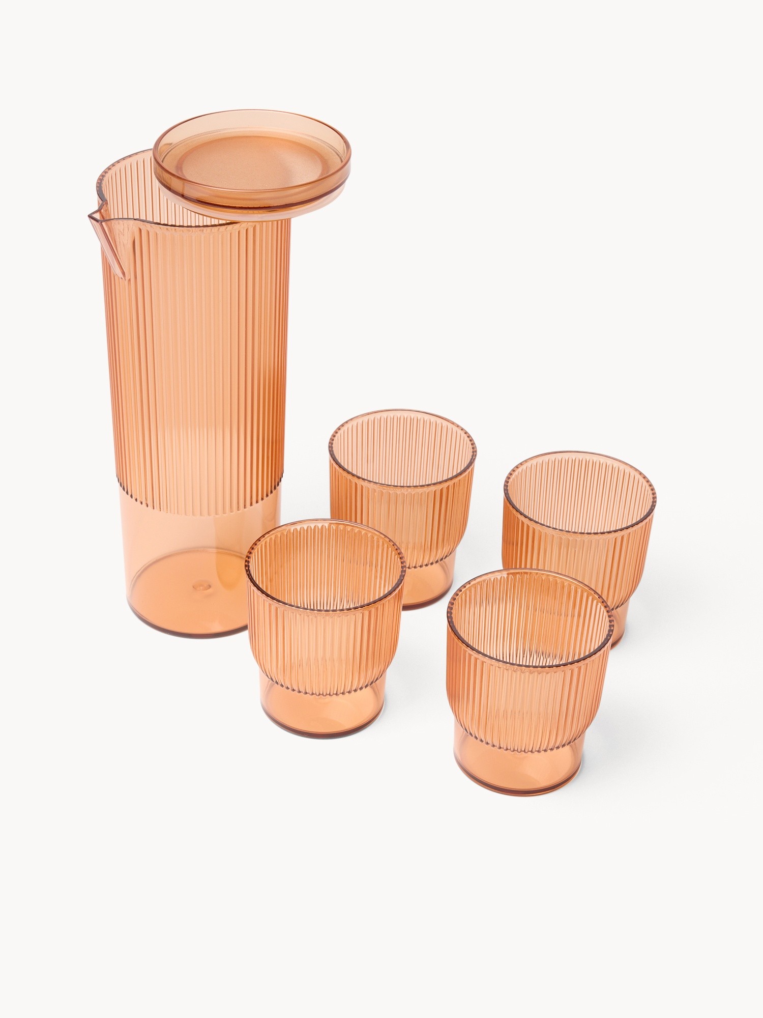 Set of 4 Plastic Carafes and Tumblers - Introductory Price, Orange Amber, large image number 1