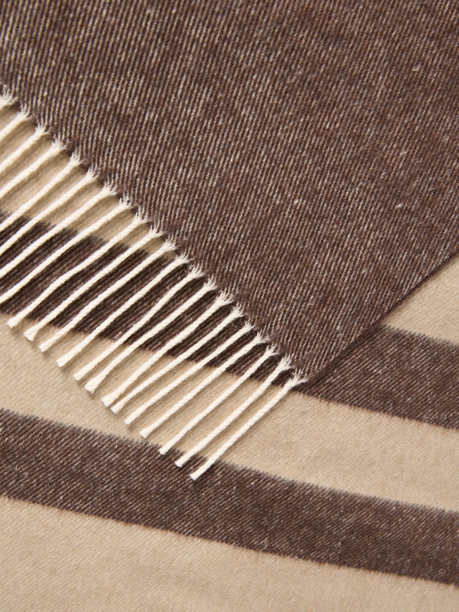 Striped cotton blend throw, Beige / Brown, large image number 1