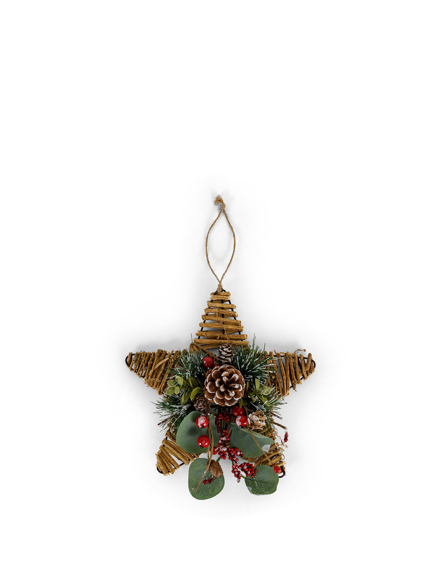 Decorative star with pine cones and leaves, Brown, large image number 0