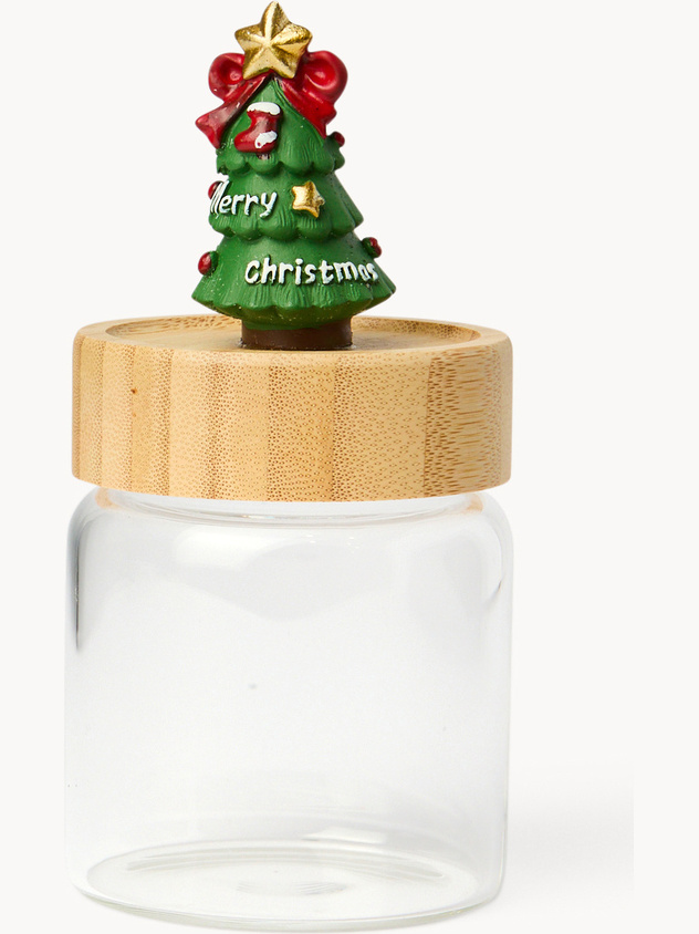 Glass jar with tree-shaped lid