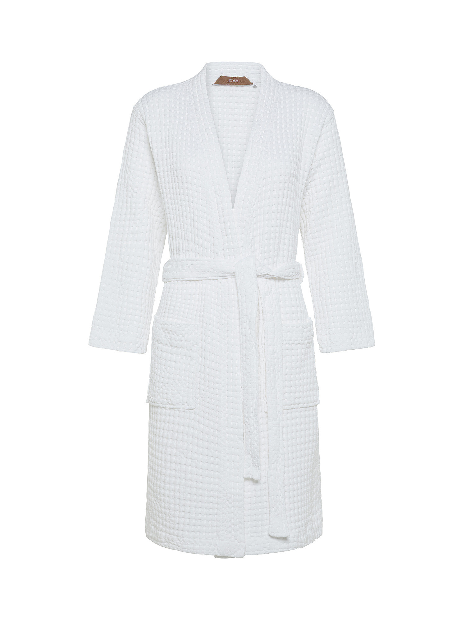 Bathrobe in pure honeycomb cotton, White, large image number 0