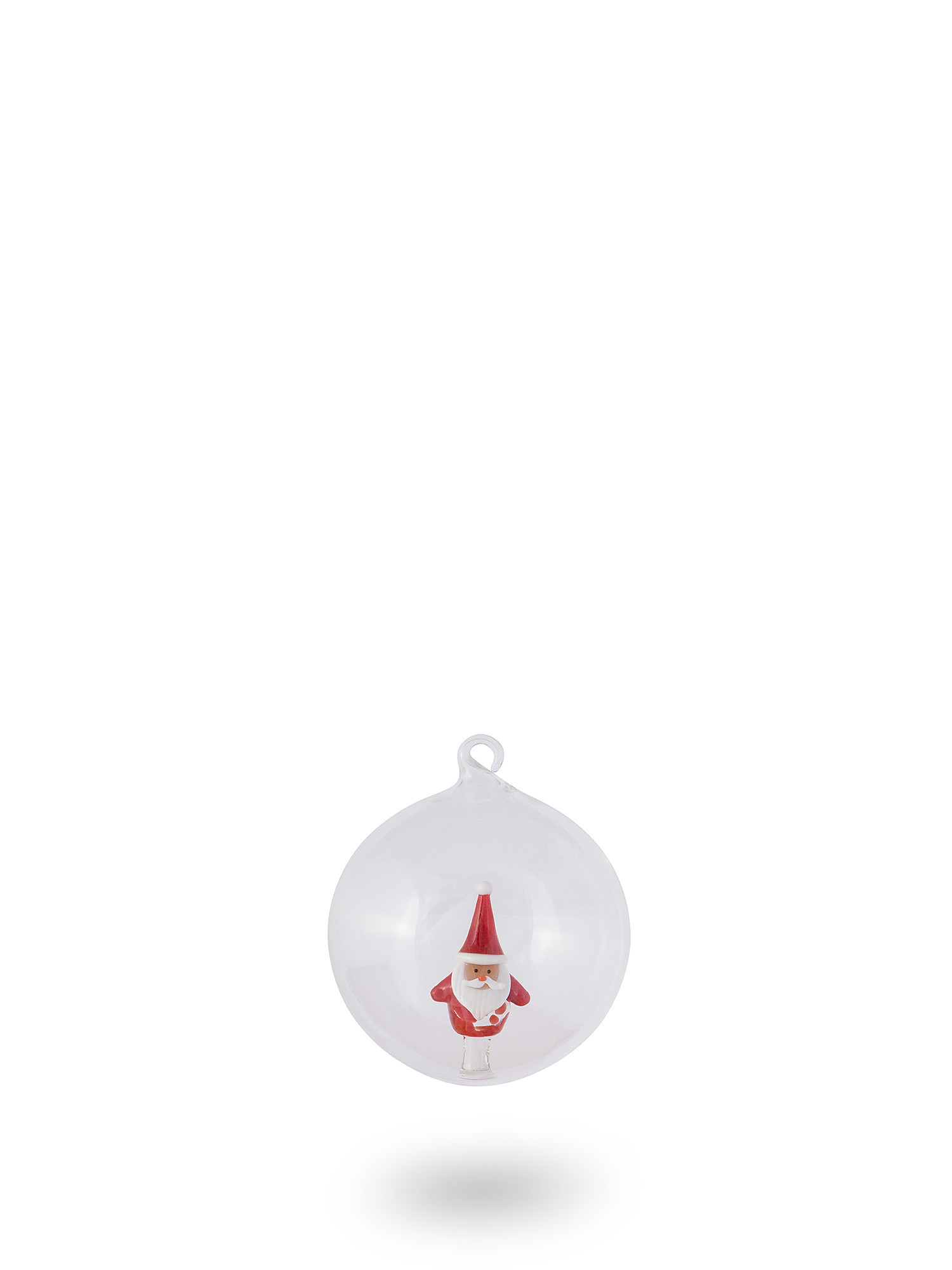 Pallina in vetro dettaglio babbo natale, Rosso, large image number 0