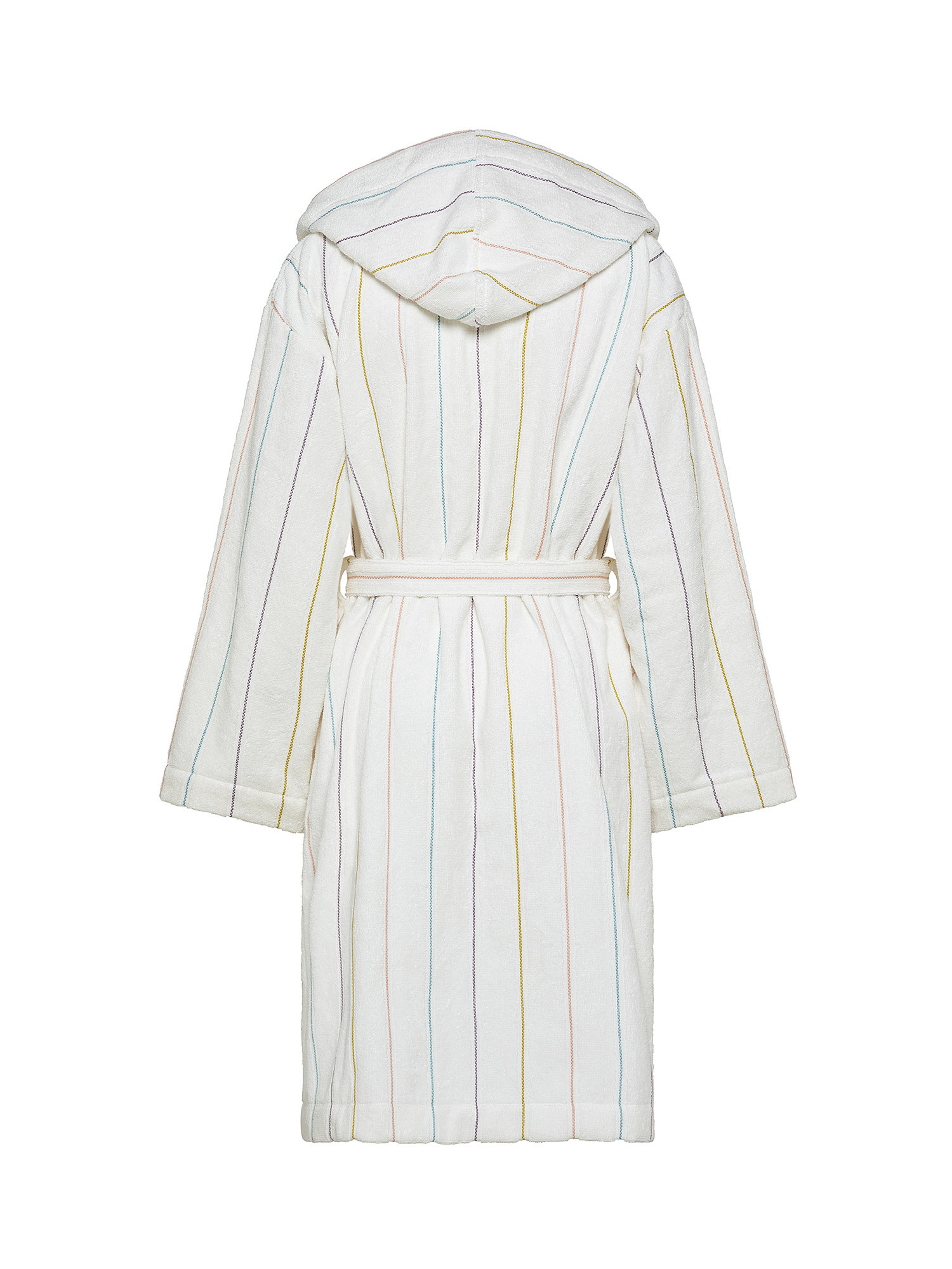 Terry cotton bathrobe with stitching, White, large image number 1