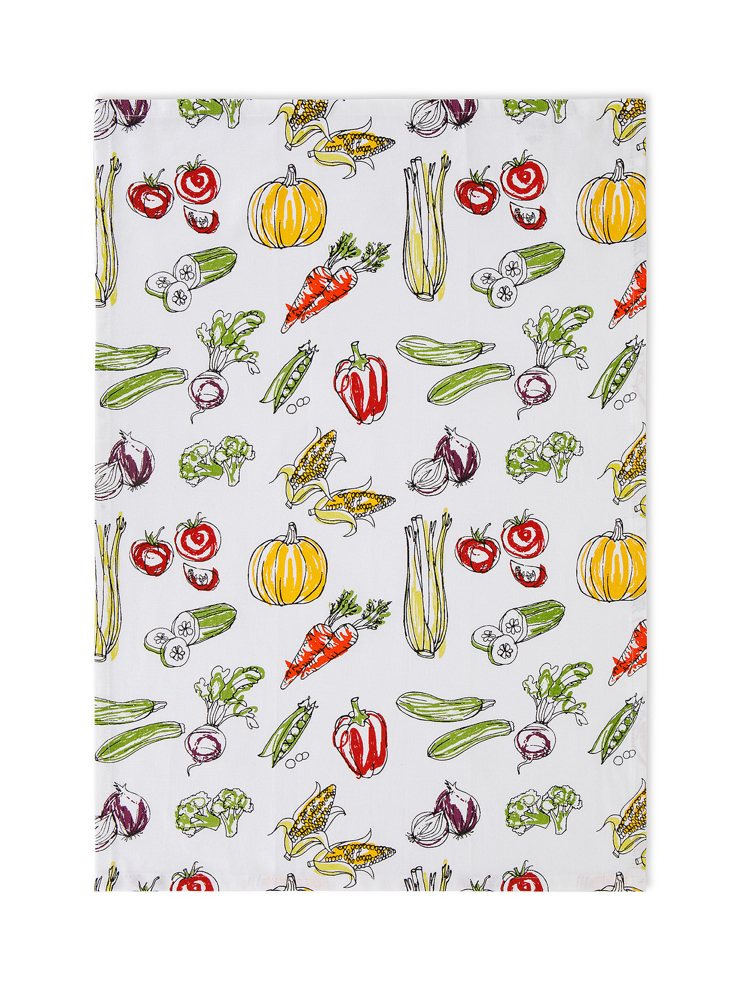 Set of 2 jacquard cotton tea towels with fruit and vegetable motif, Multicolor, large image number 1