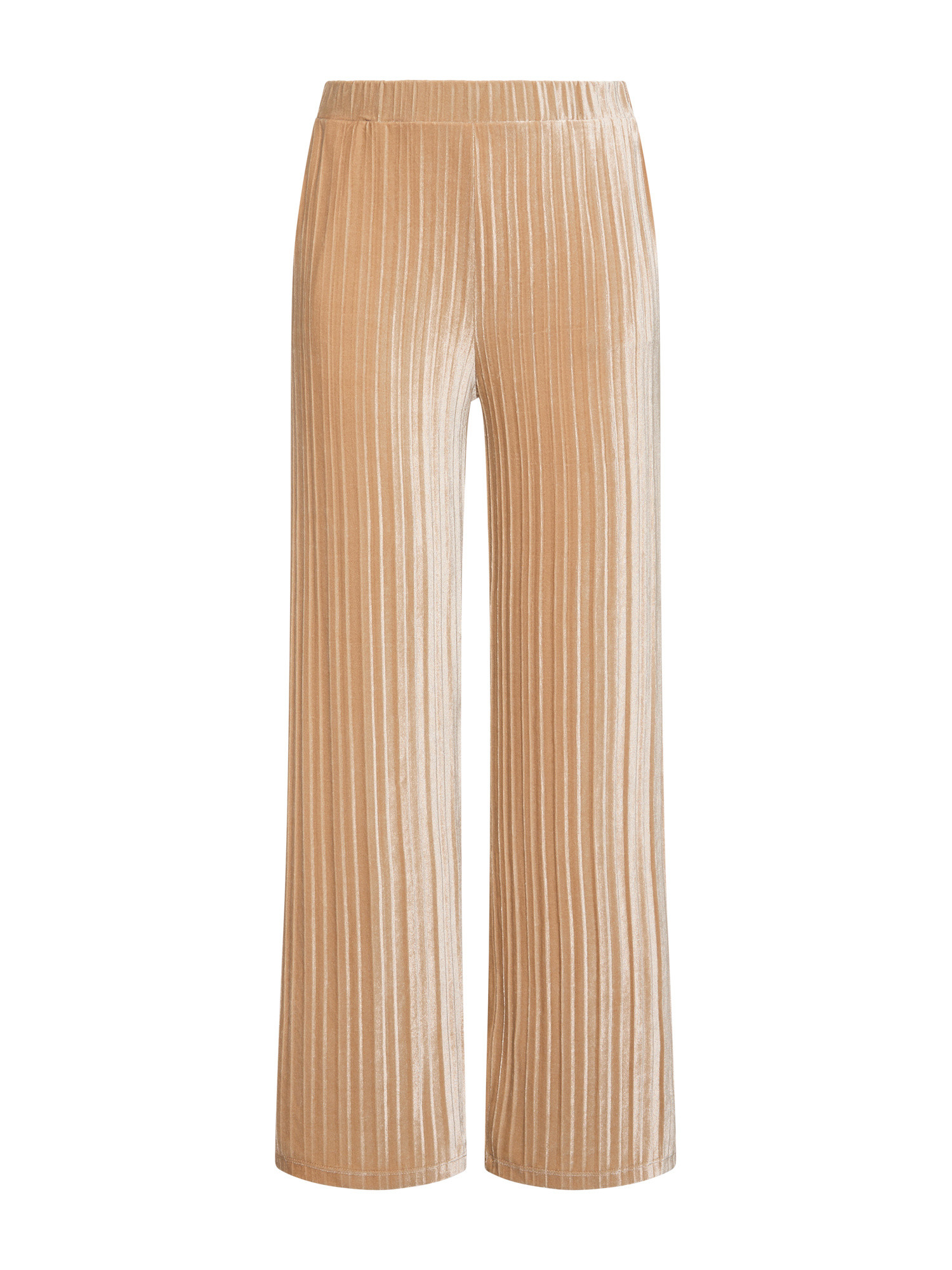 Koan - Wide leg trousers in pleated effect velvet, Champagne Yellow, large image number 0