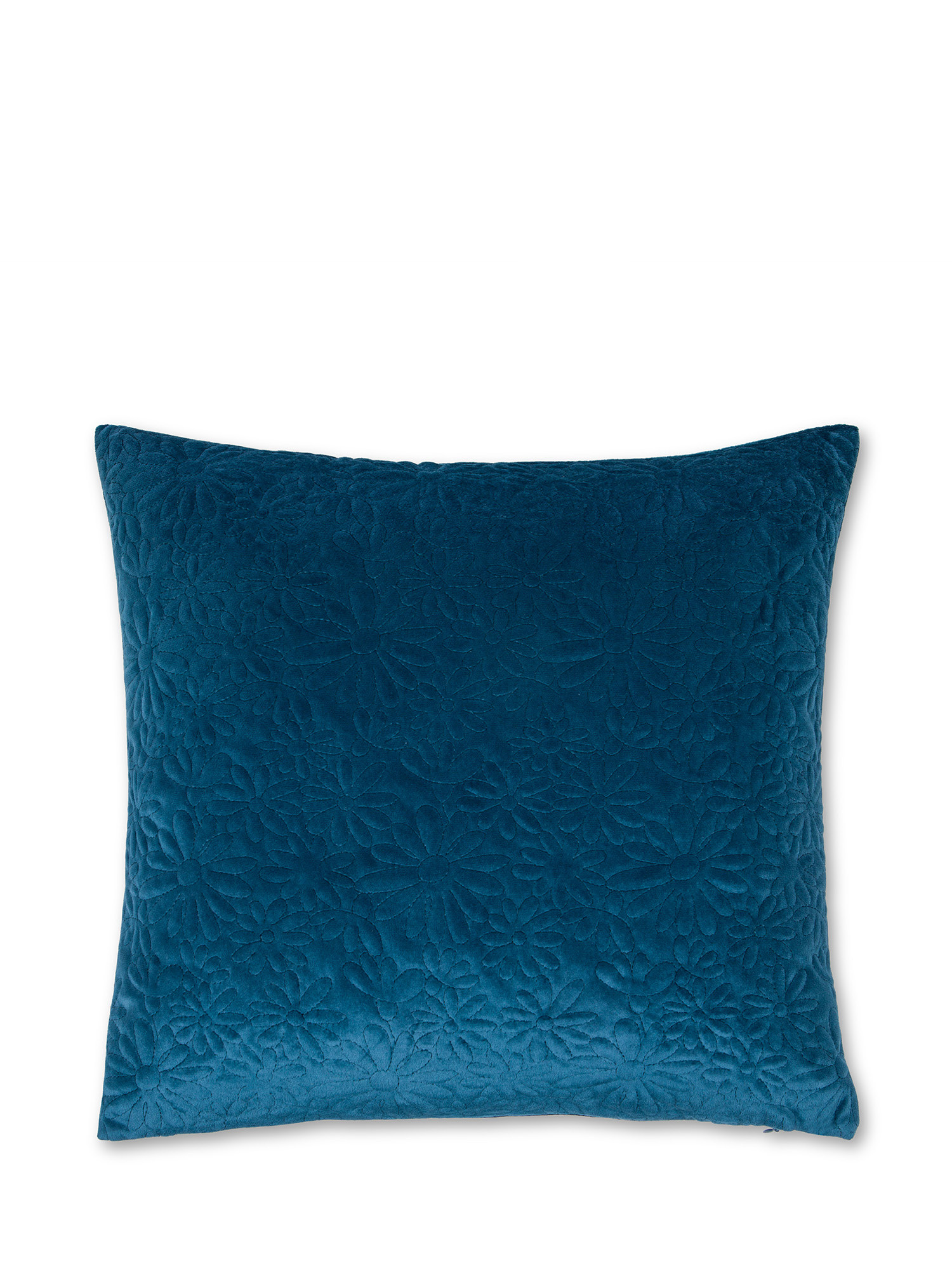 Solid color quilt velvet cushion 45X45cm, Blue, large image number 0