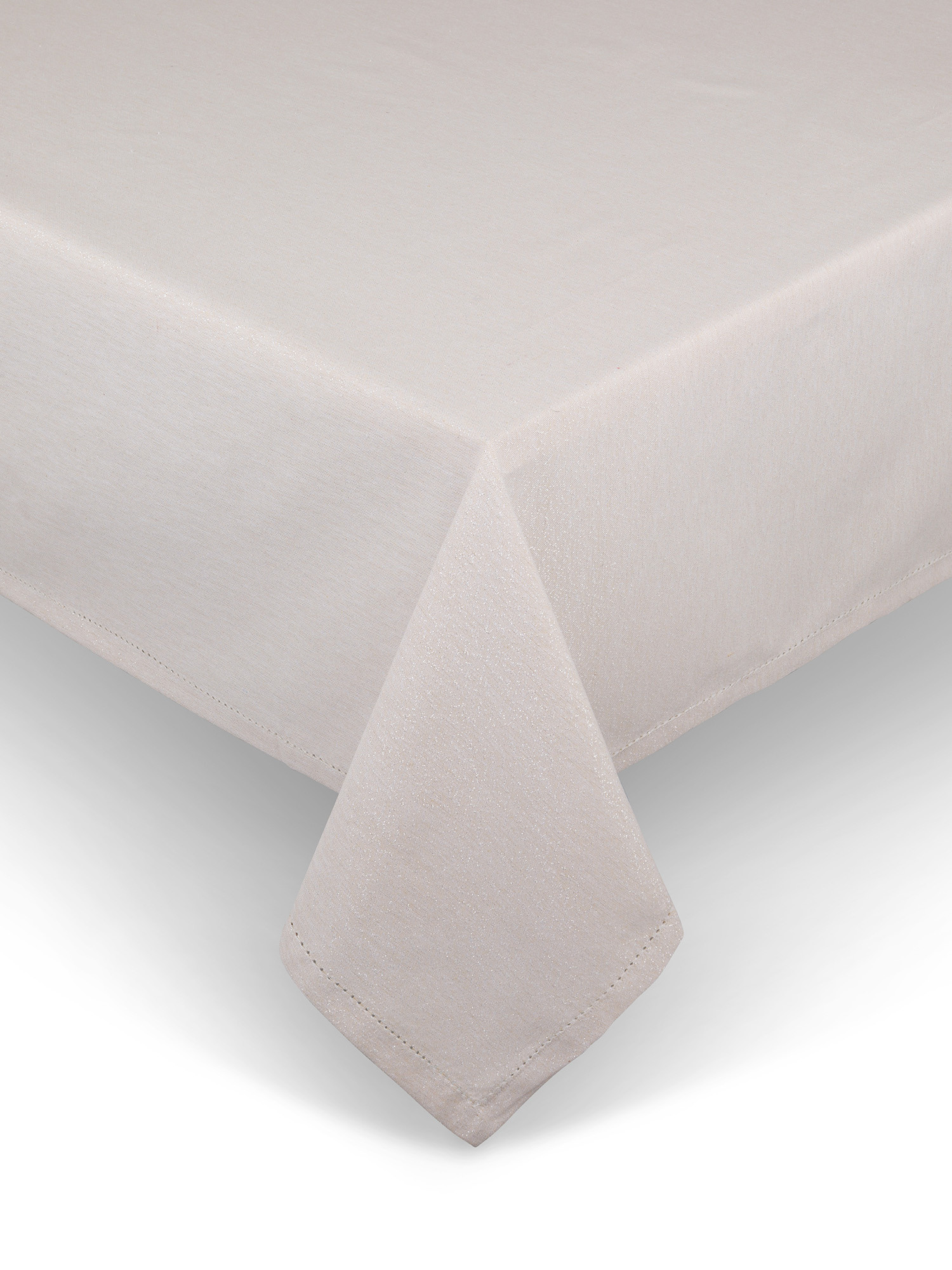 Cotton tablecloth with lurex threads, Light Beige, large image number 0