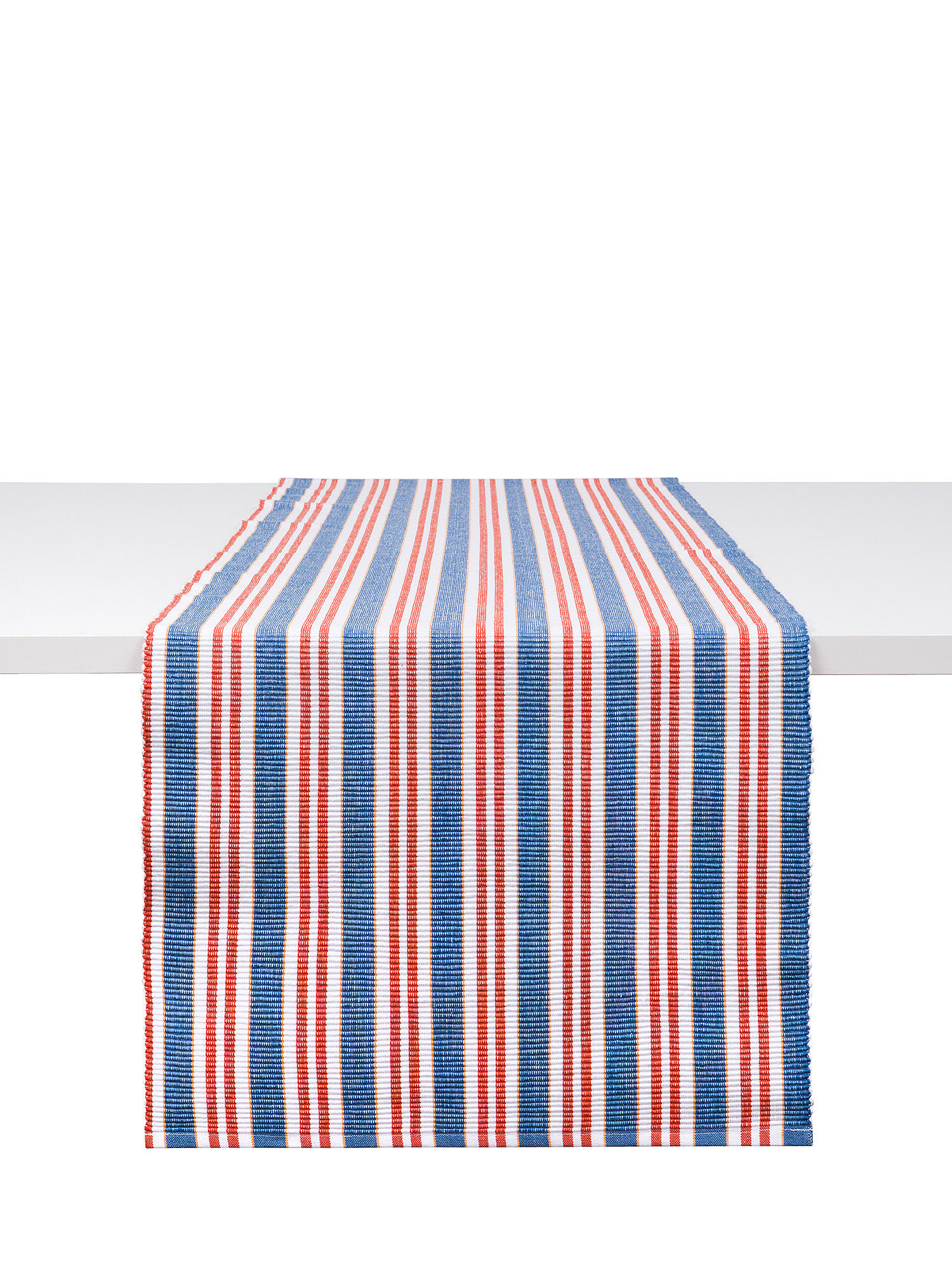 Striped print cotton table runner, Blue Dark, large image number 0