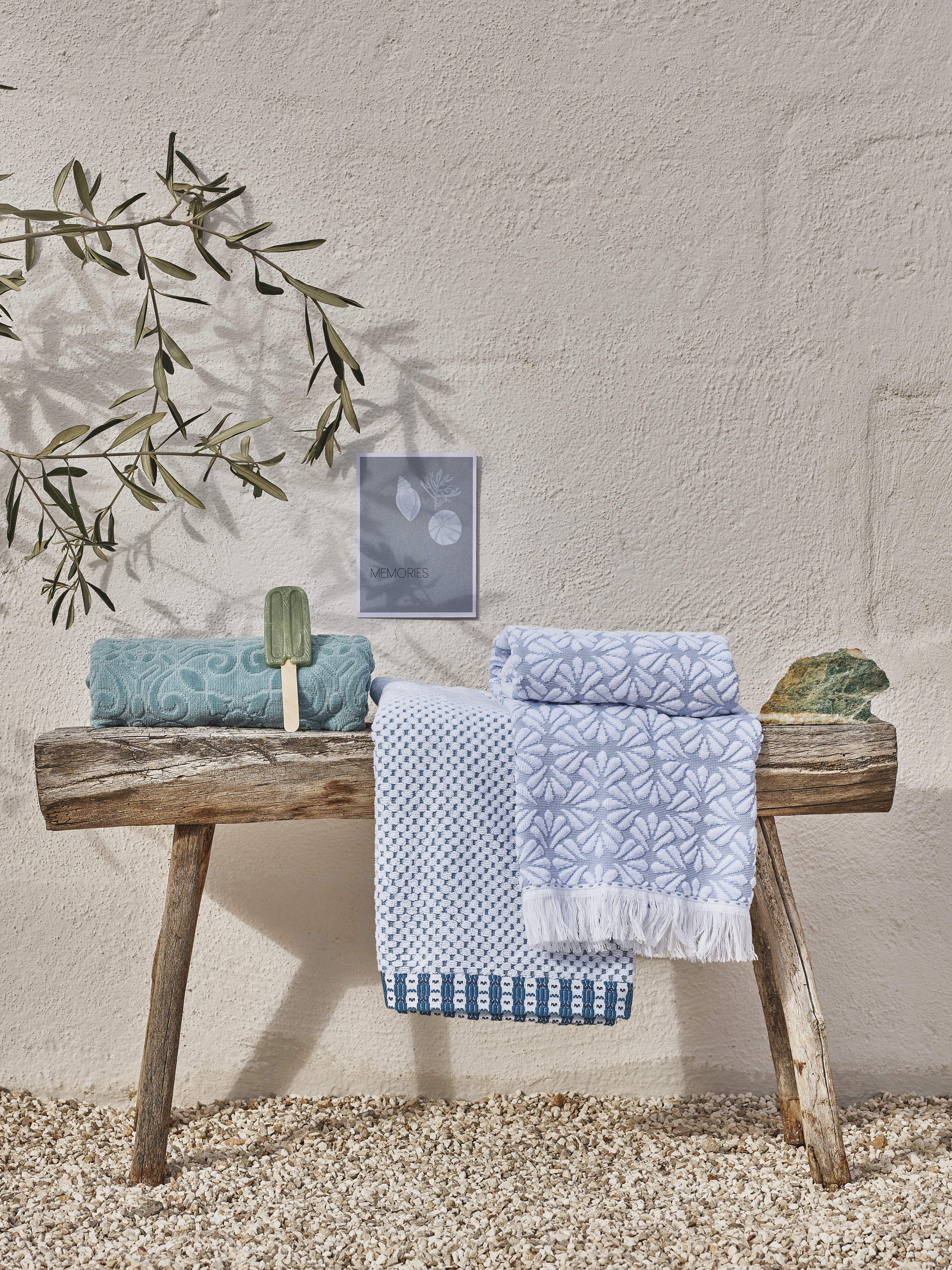 Asciugamano in cotone con lavorazione jacquard, Azzurro, large image number 3