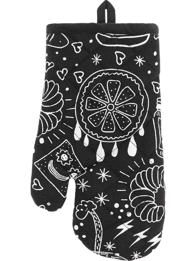 Oven mitt in 100% cotton with food print