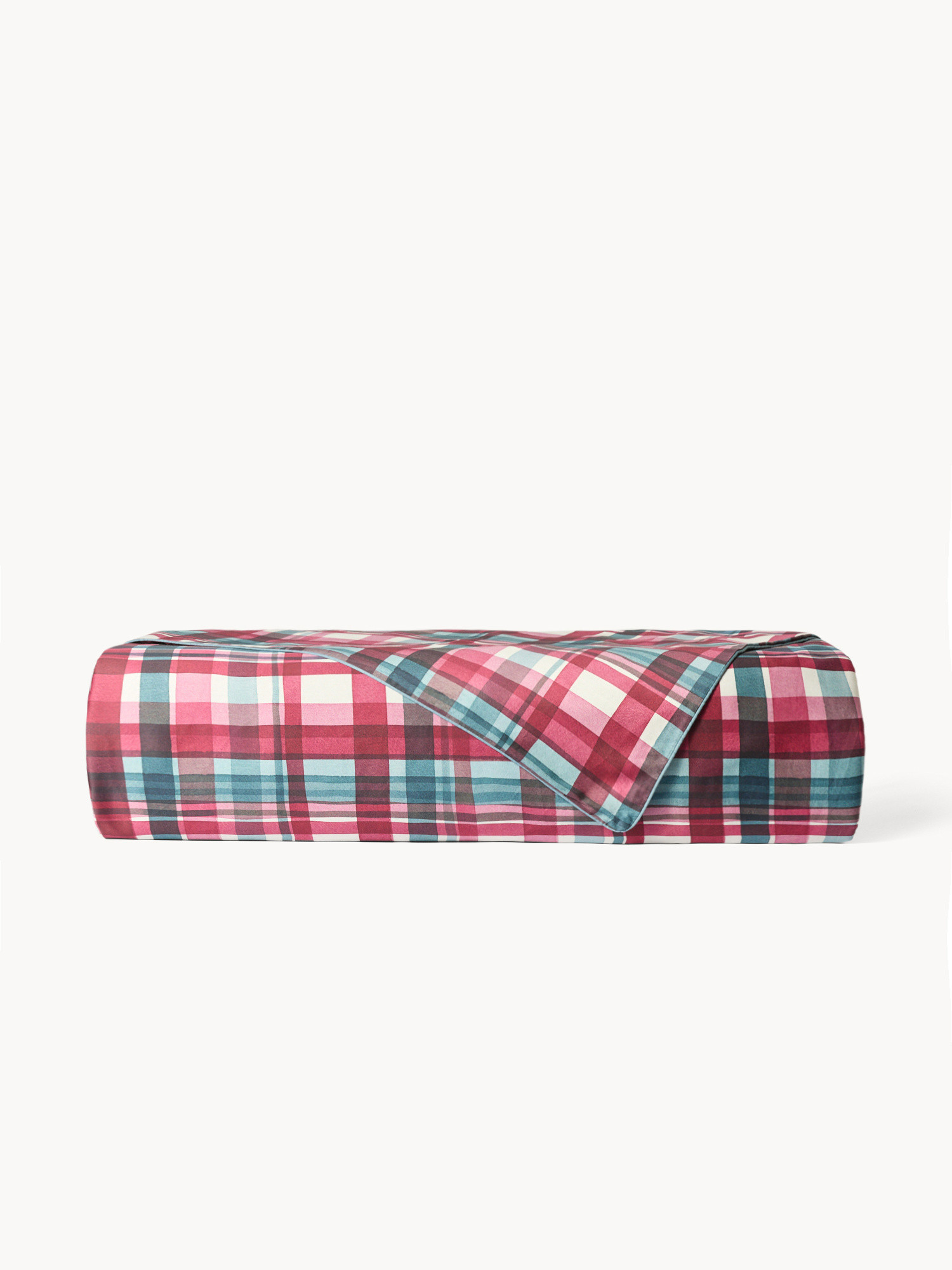 Checked cotton sateen flat sheet, Multicolor, large image number 1