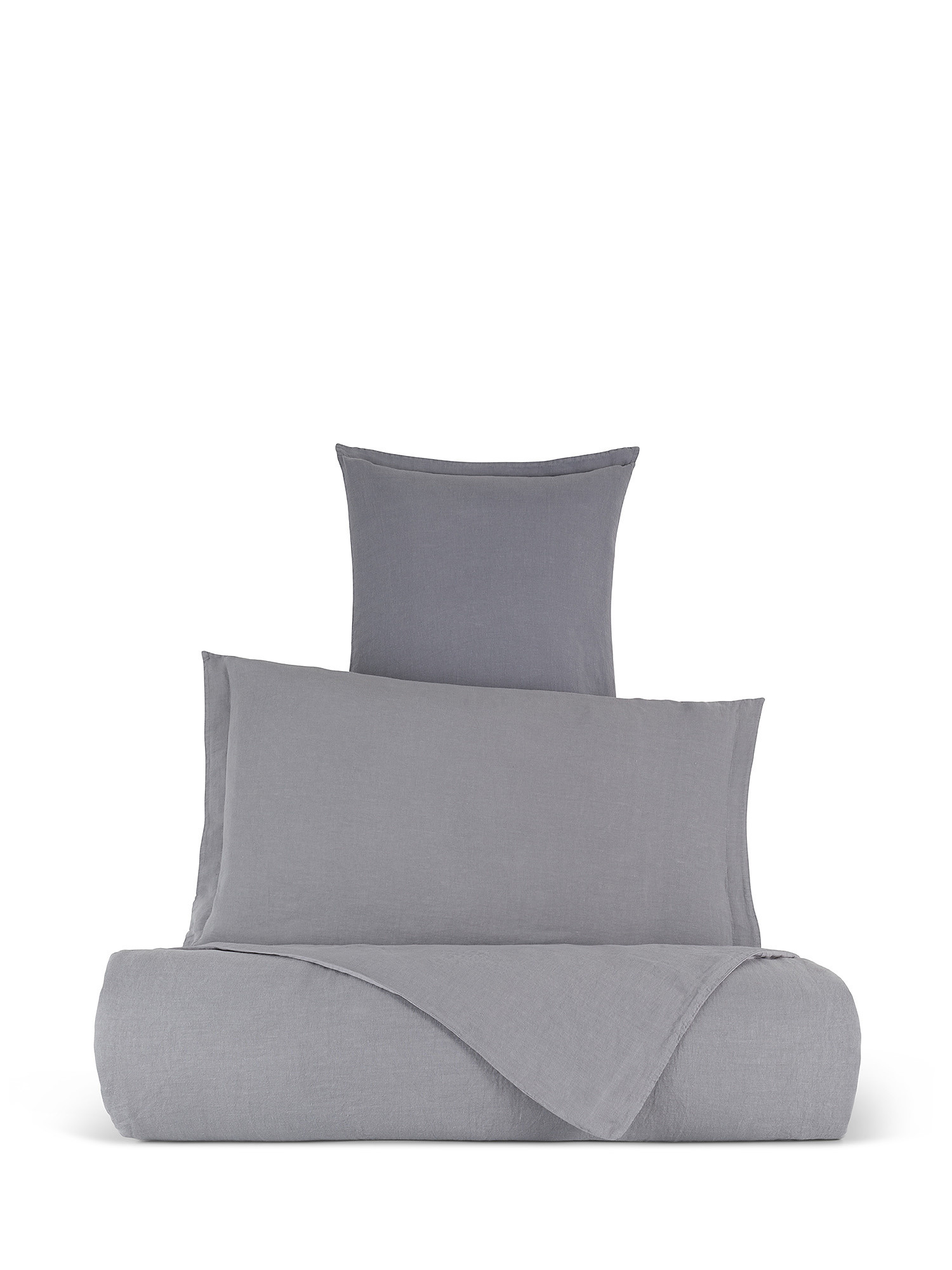 Zefiro plain color linen and cotton pillowcase, Dark Grey, large image number 2