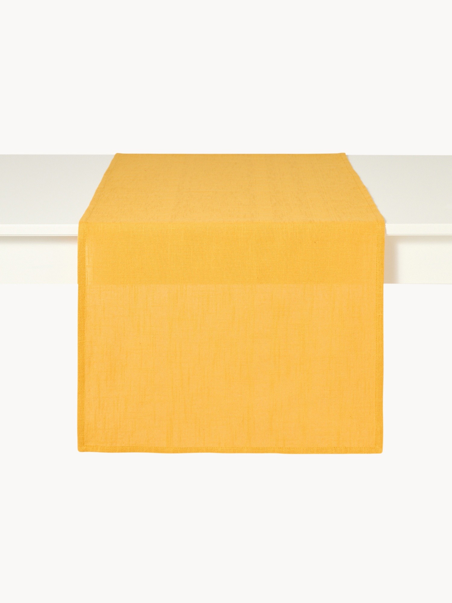 Solid Cotton Slub Table Runner, Ocra Yellow, large image number 1