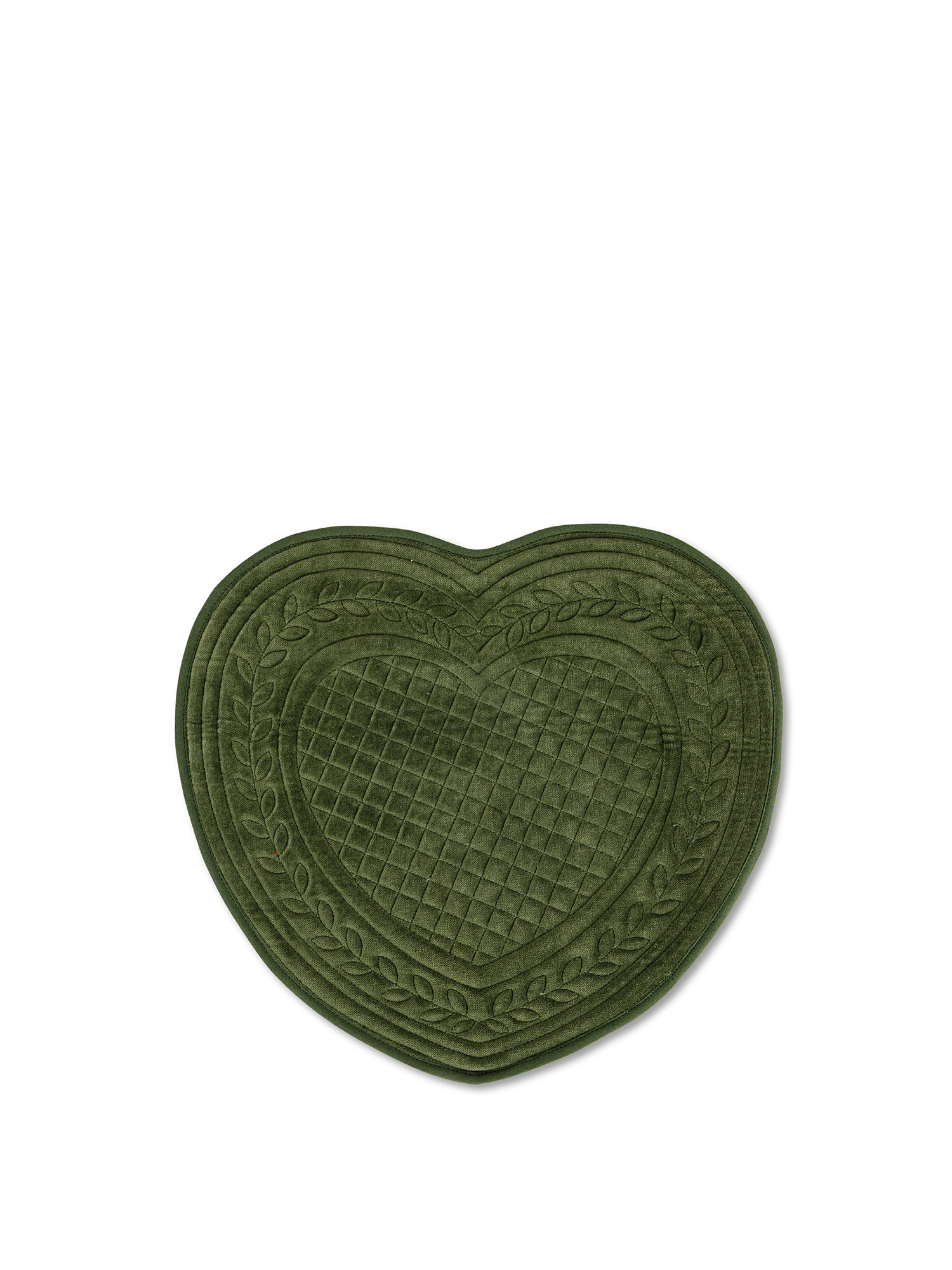 Tovaglietta in velluto tinta unita a cuore, Verde, large image number 0