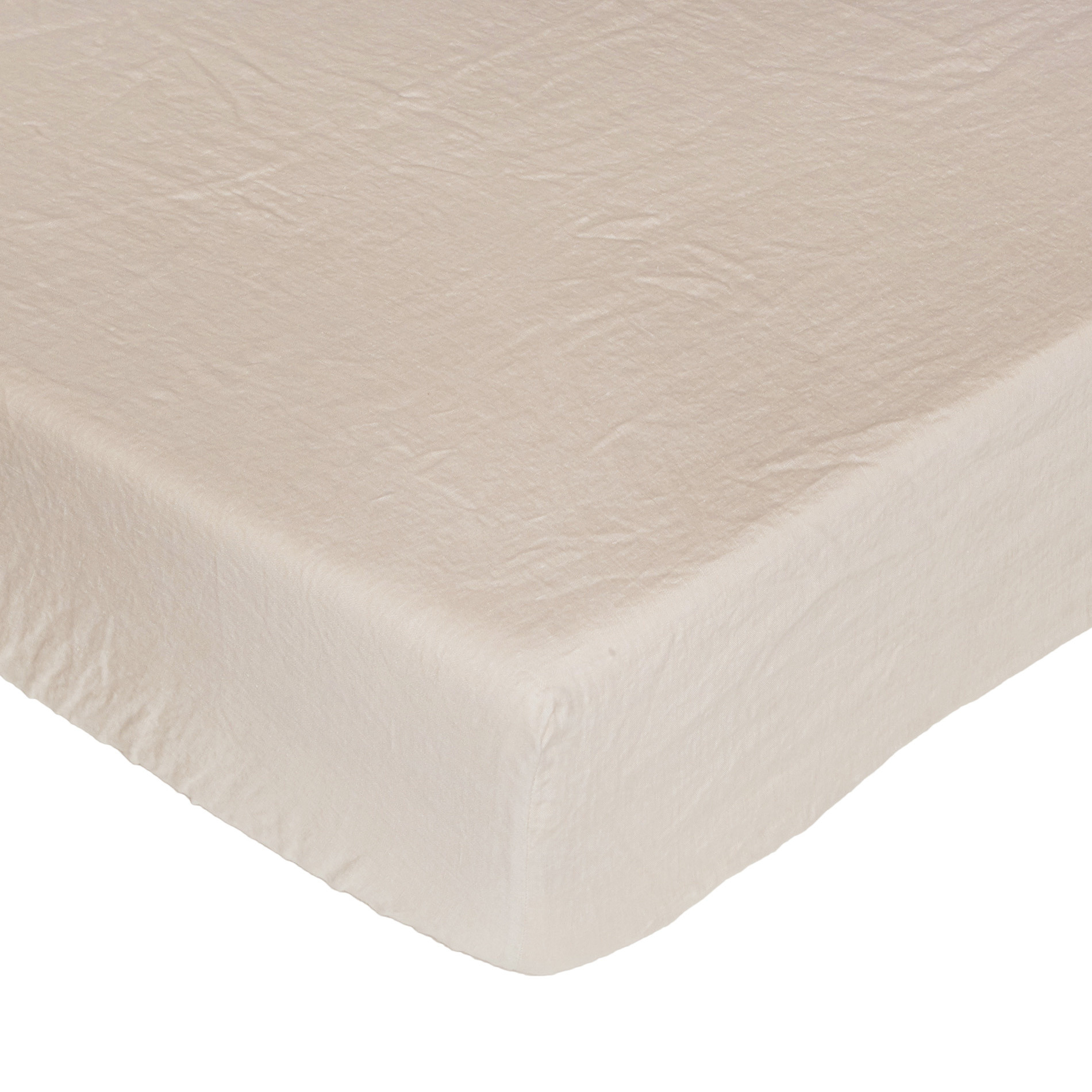 Plain fitted sheet in 145 g linen, Cream, large image number 0