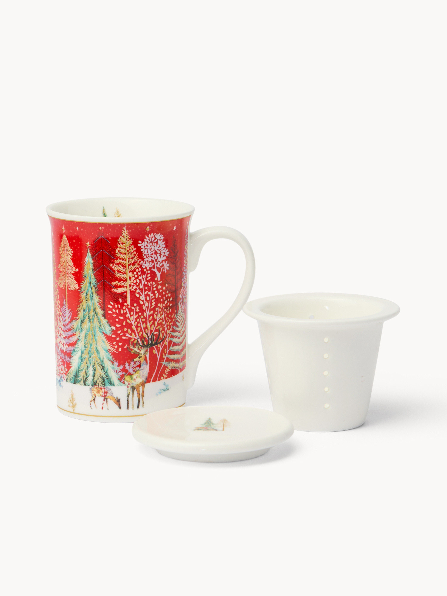 Vintage New Bone China Teapot with Moose, Red, large image number 0