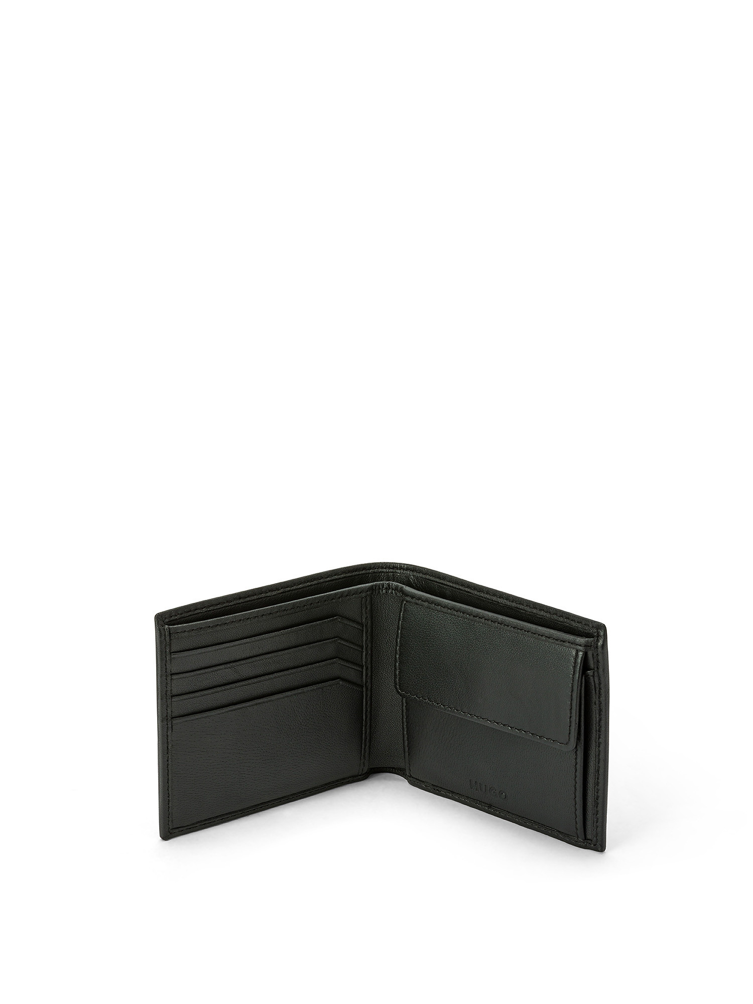 Hugo - Leather wallet with logo, Black, large image number 2