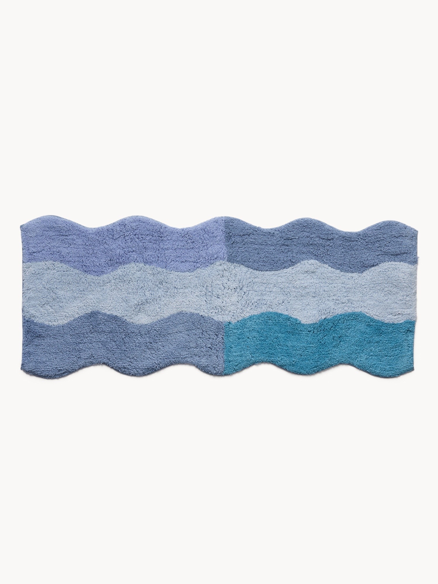 Tufted cotton bath mat with wavy edge, Light Blue, large image number 0