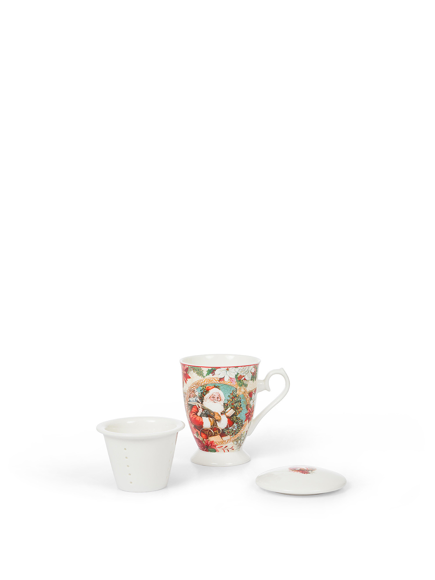 Vintage new bone china herbal tea cup, White Red, large image number 0