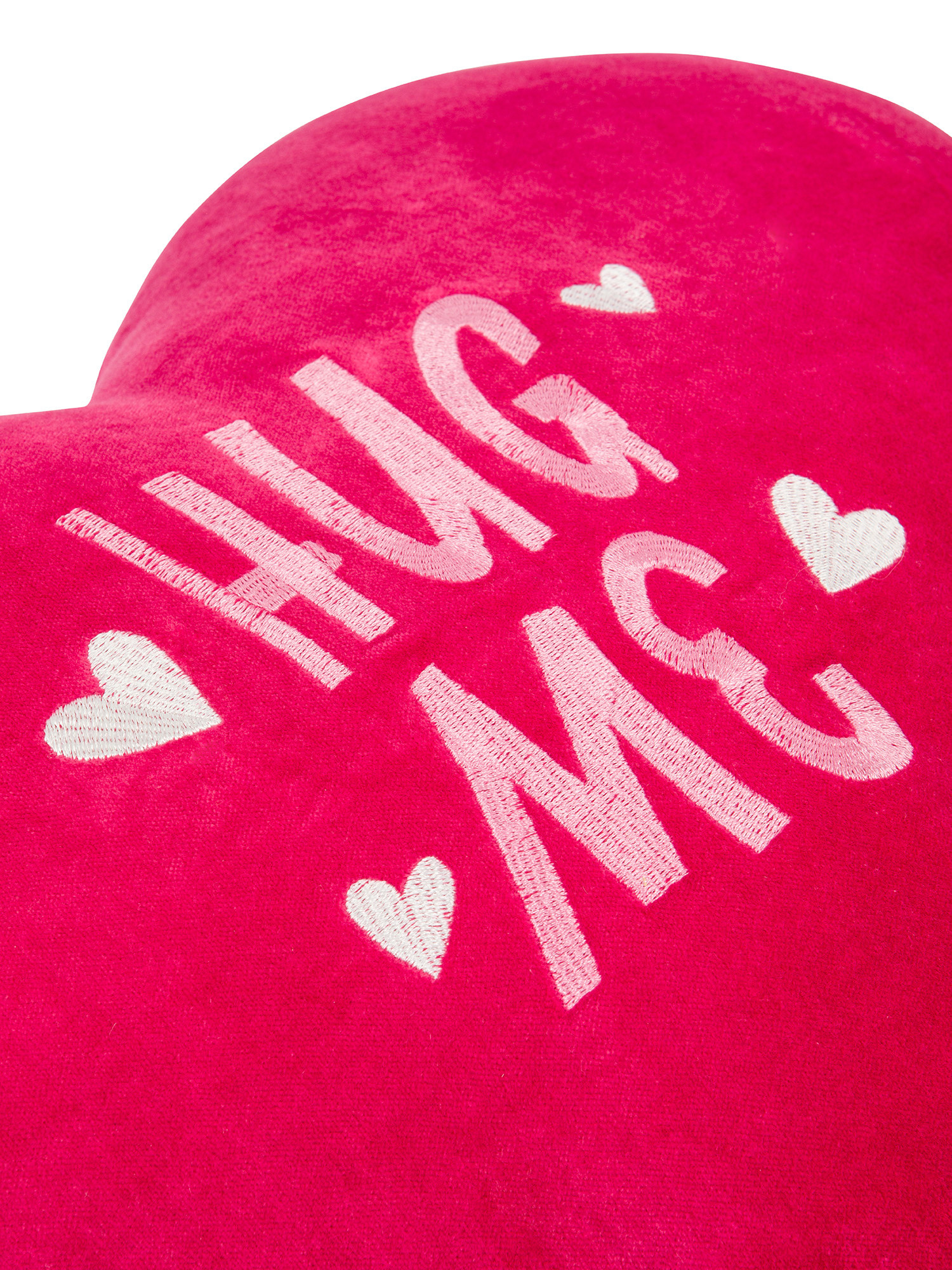 Heart-embroidered velvet cushion, Dark Pink, large image number 2