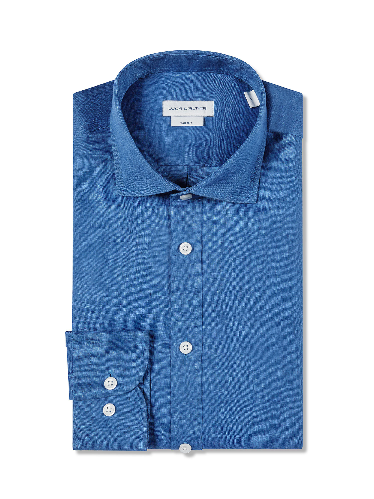 Luca D'Altieri - Tailor fit shirt in pure linen, Blue Cornflower, large image number 2