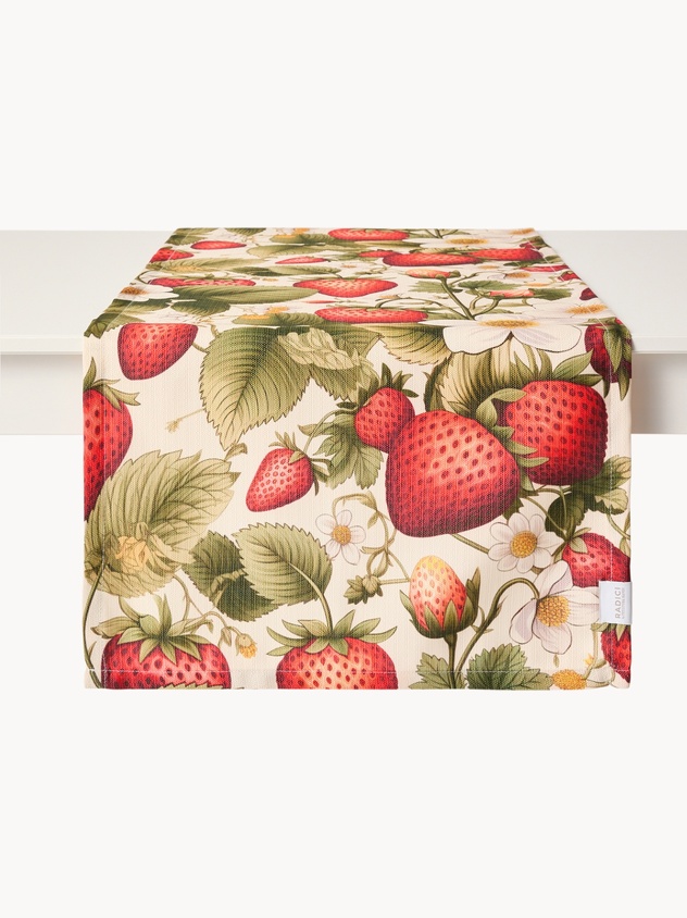 Runner in cotone stampa fragola by Tessitura Randi