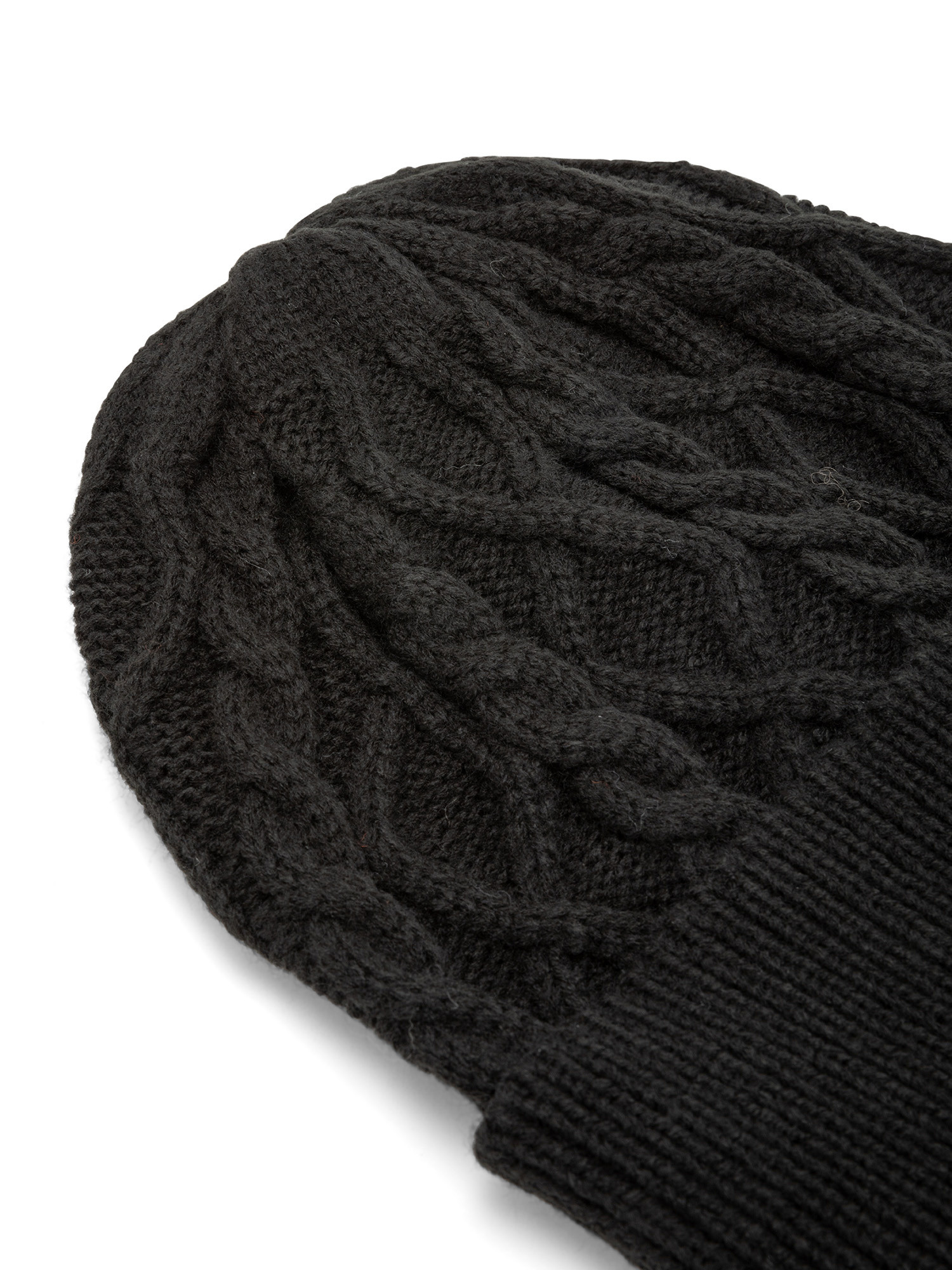 Luca D'Altieri - Beanie with knitted pattern, Black, large image number 1